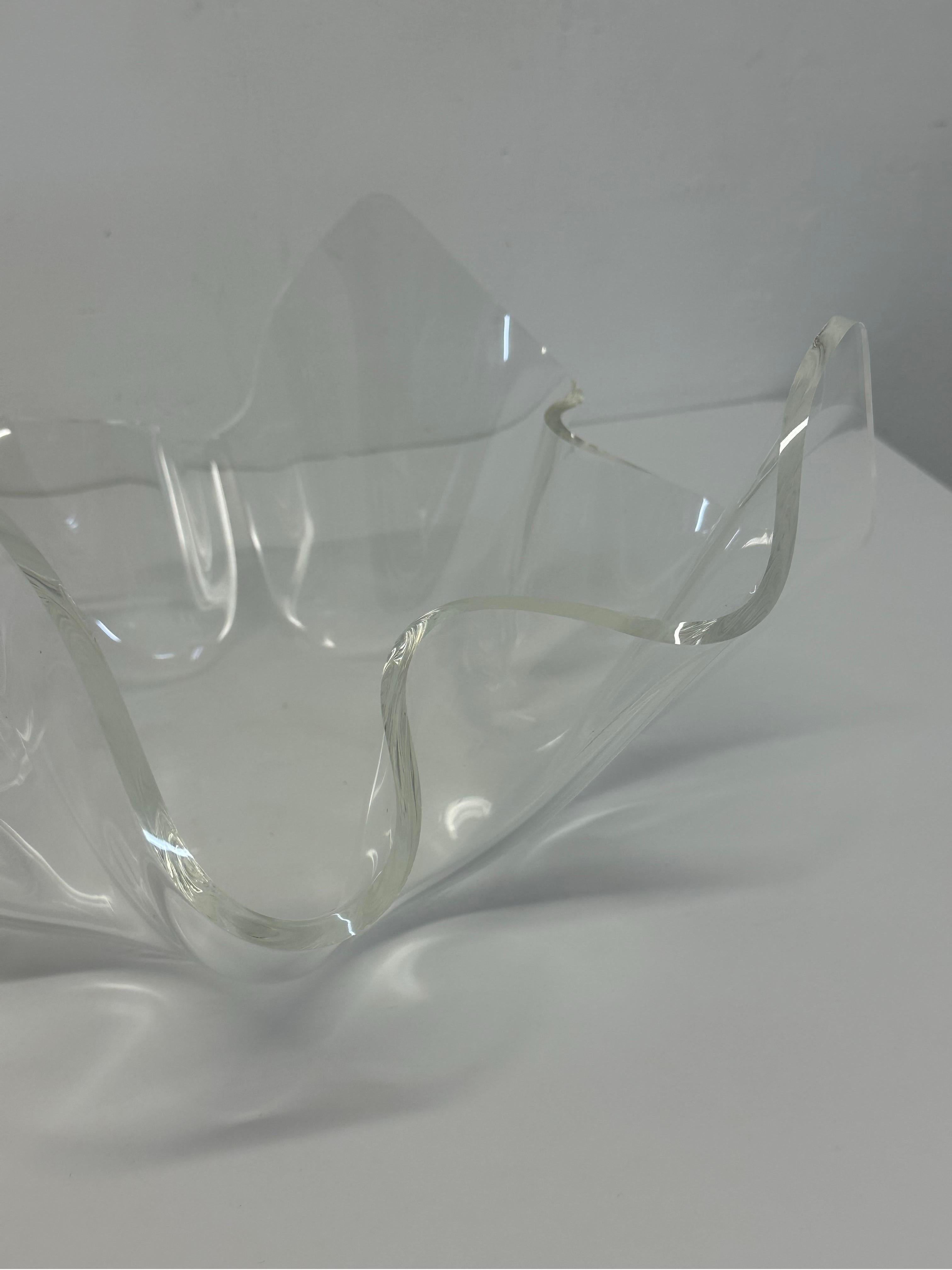 Mid-Century Clear Lucite Handkerchief Draped Bowl For Sale 3