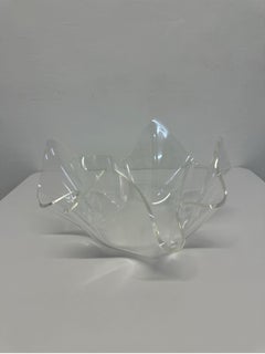 Mid-Century Clear Lucite Handkerchief Draped Bowl