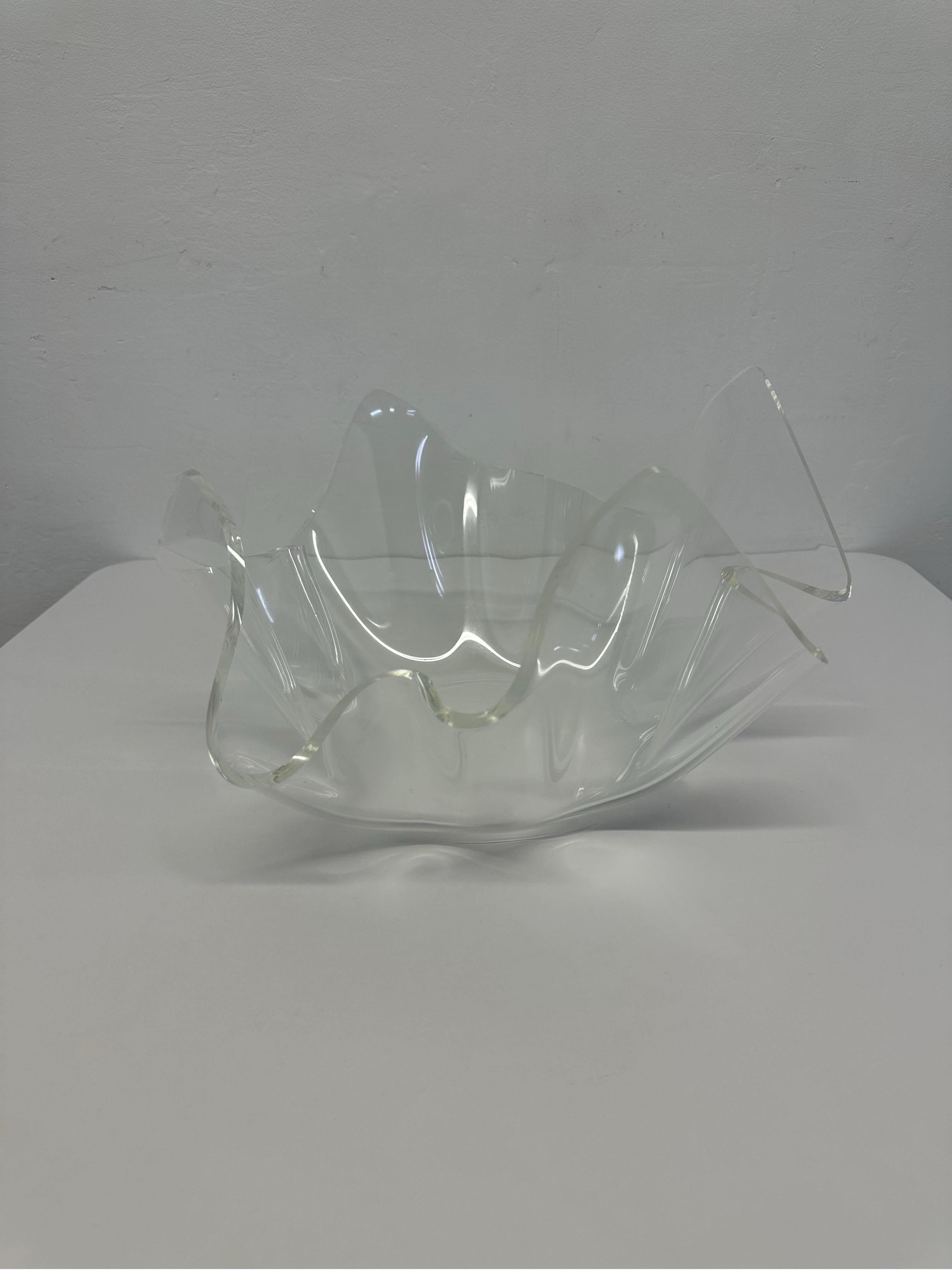 Mid-Century Modern Mid-Century Clear Lucite Handkerchief Draped Bowl For Sale