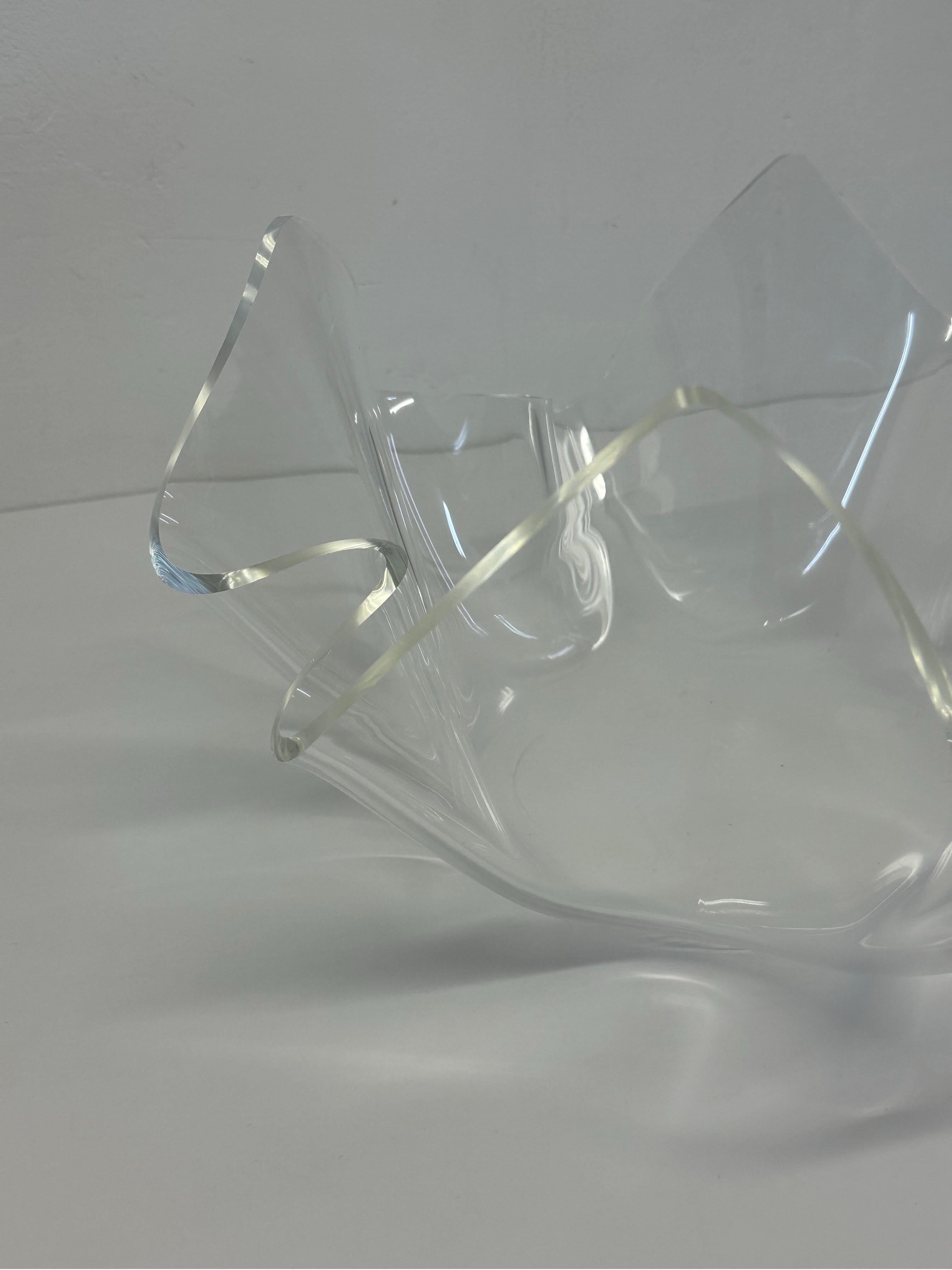 20th Century Mid-Century Clear Lucite Handkerchief Draped Bowl For Sale