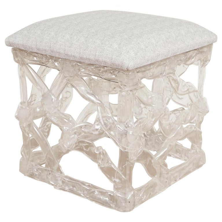 Midcentury, Clear Resin Ribbon Cube at 1stDibs