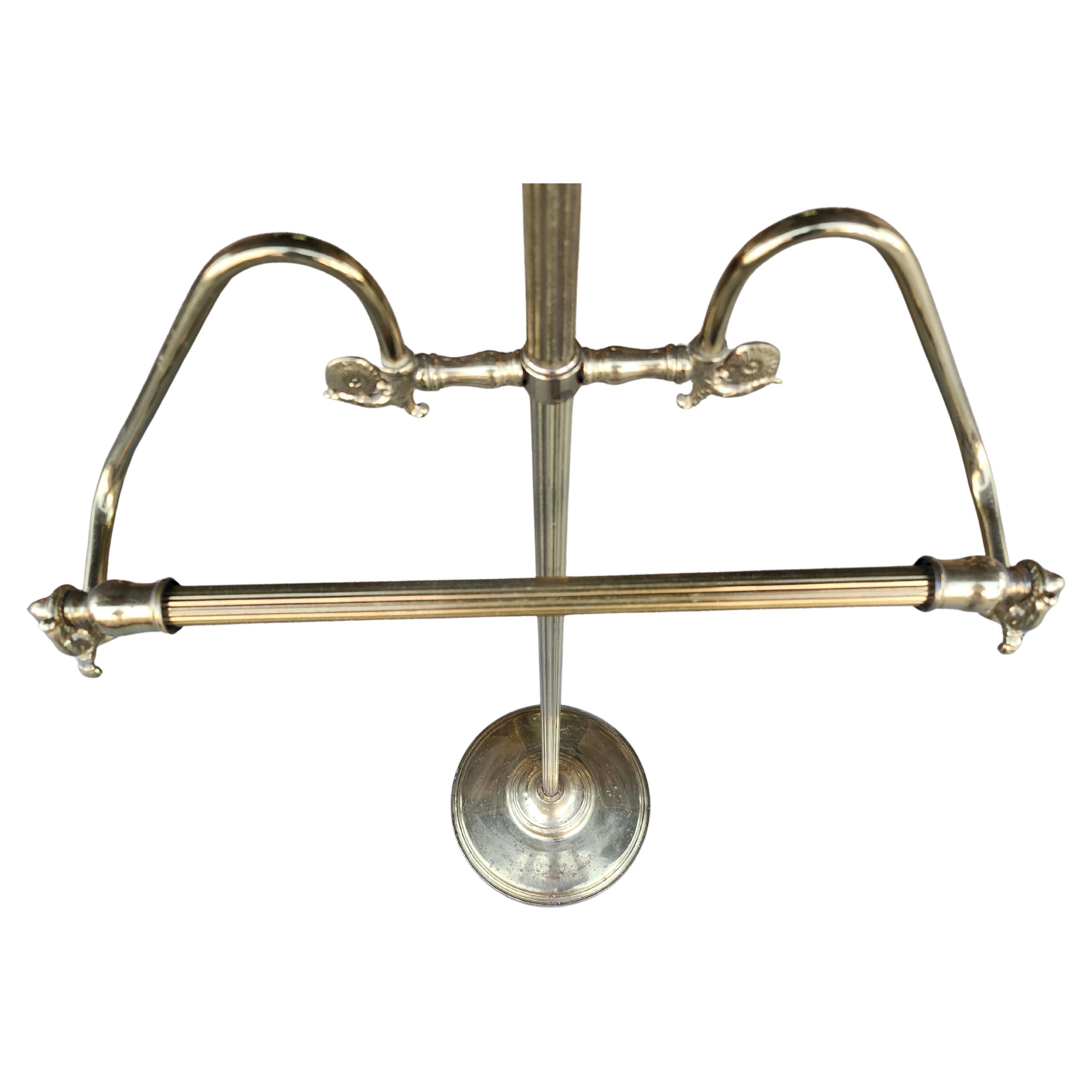 Italian Mid Century Clothing Valet Brass & Curly Maple For Sale