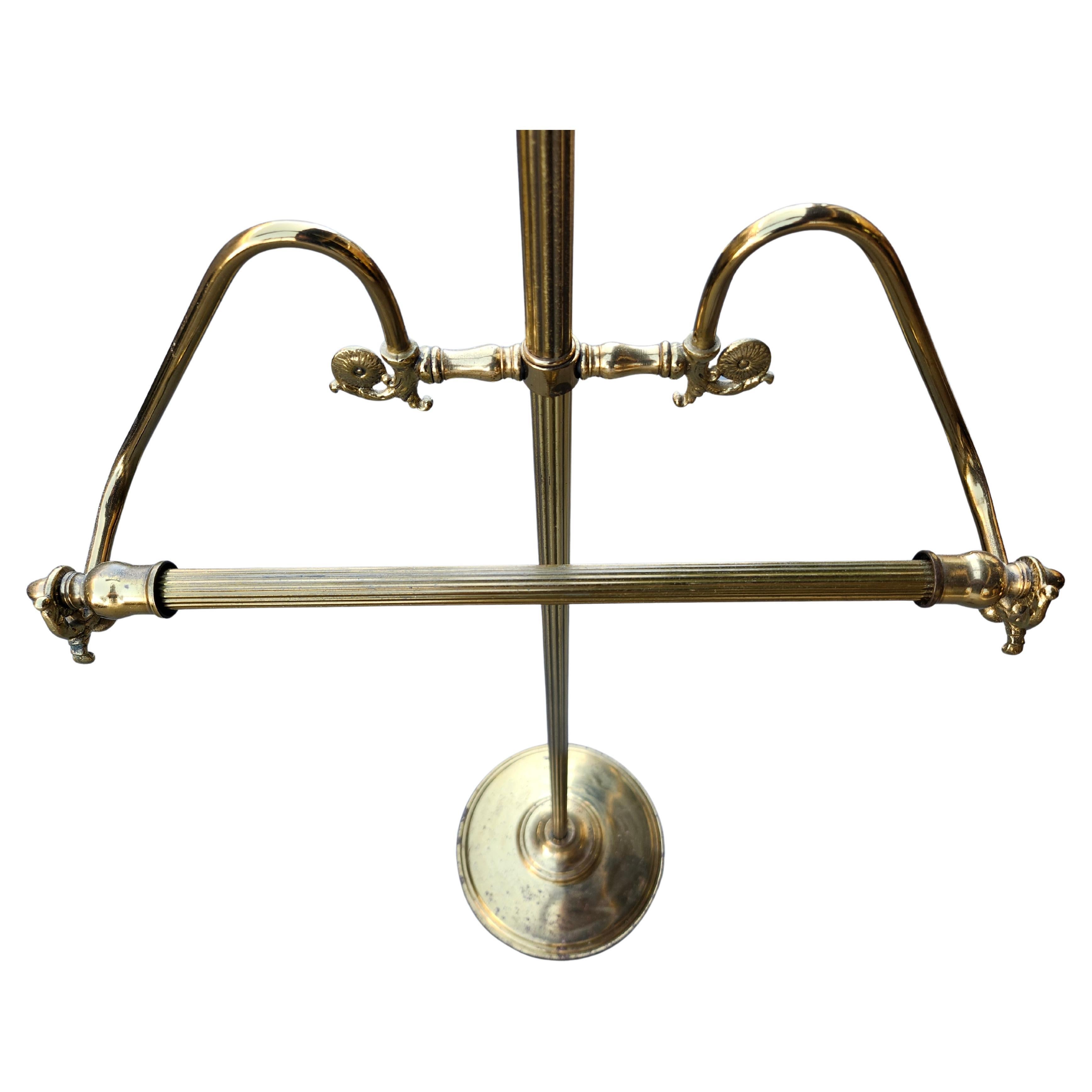 Mid-20th Century Mid Century Clothing Valet Brass & Curly Maple For Sale