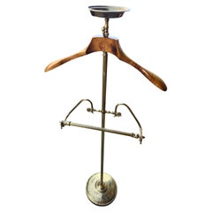 Mid Century Clothing Valet Brass & Curly Maple