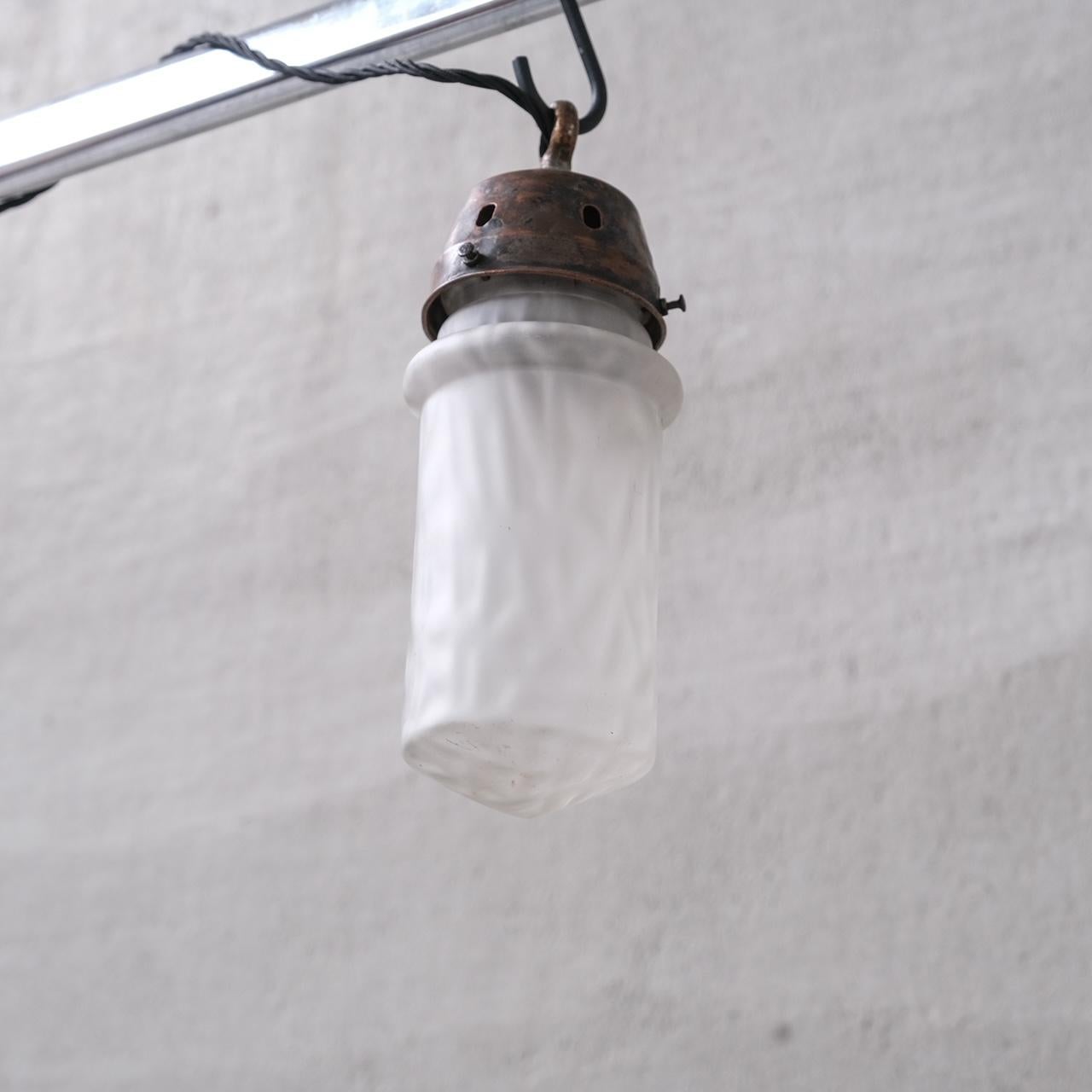 Mid-Century 'Cloudy' Opaque Glass Small Pendant Light In Good Condition For Sale In London, GB