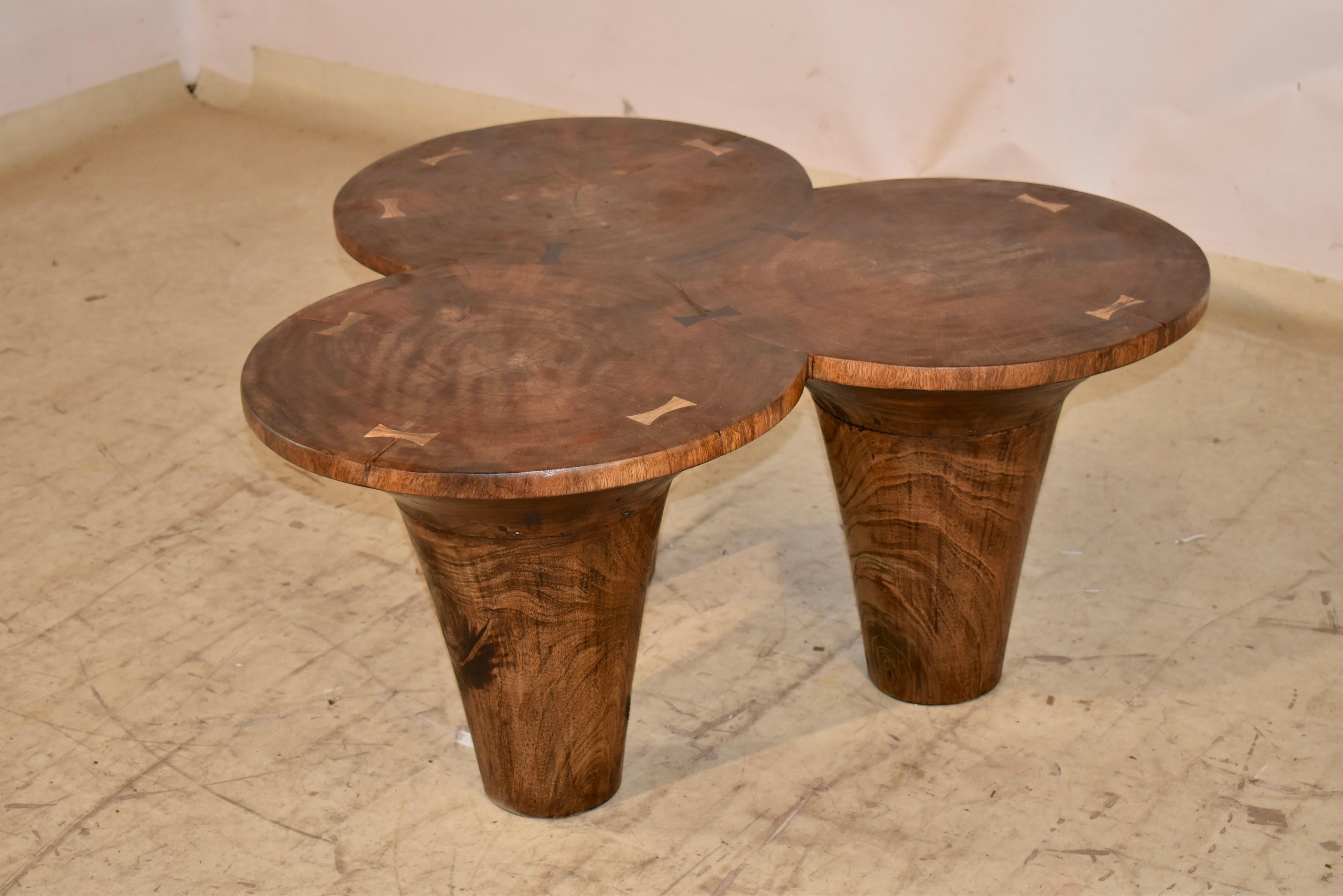 American Mid-Century Clover Shaped Coffee Table For Sale