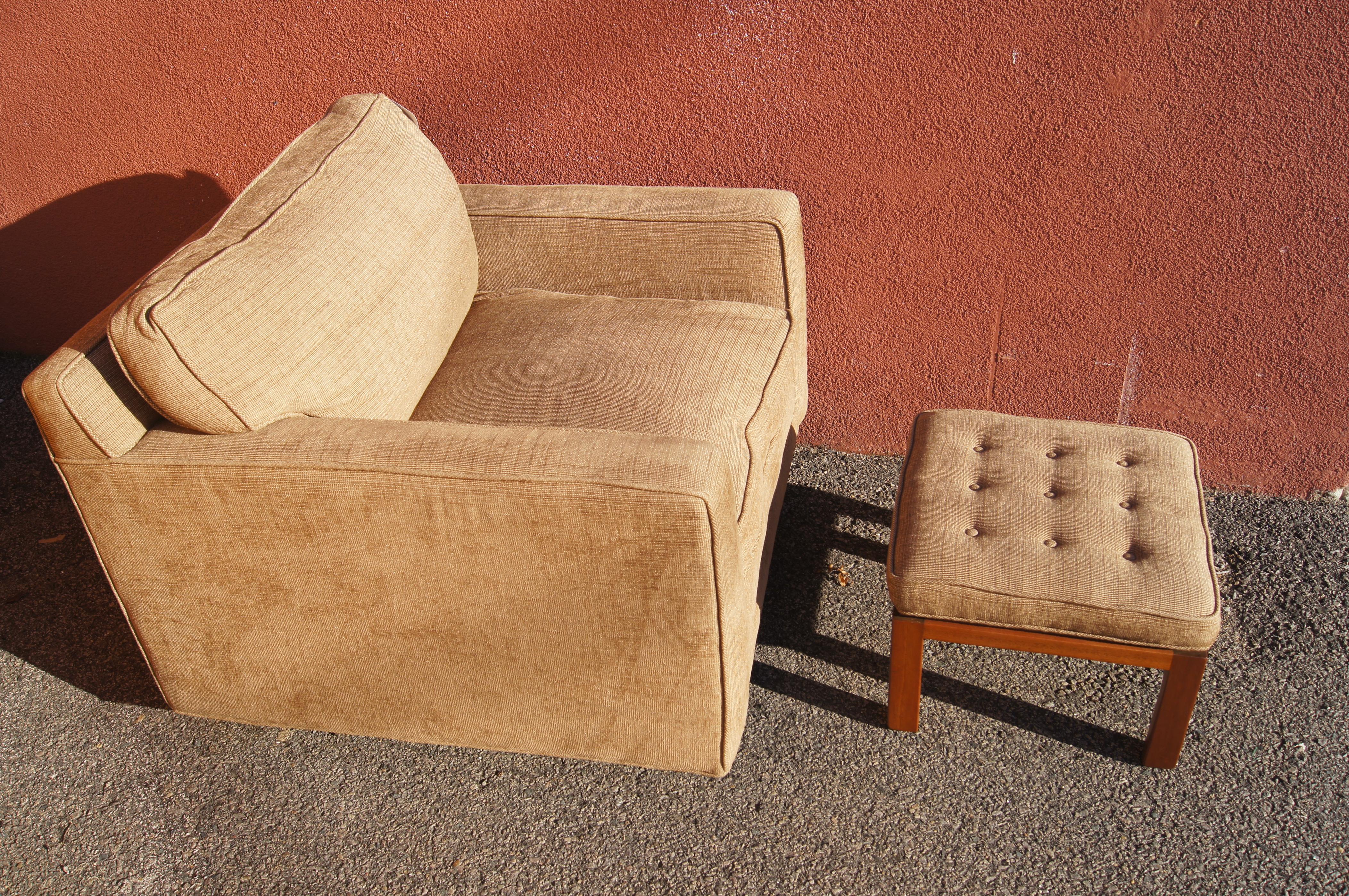 American Mid-Century Club Chair and Ottoman by Harvey Probber For Sale