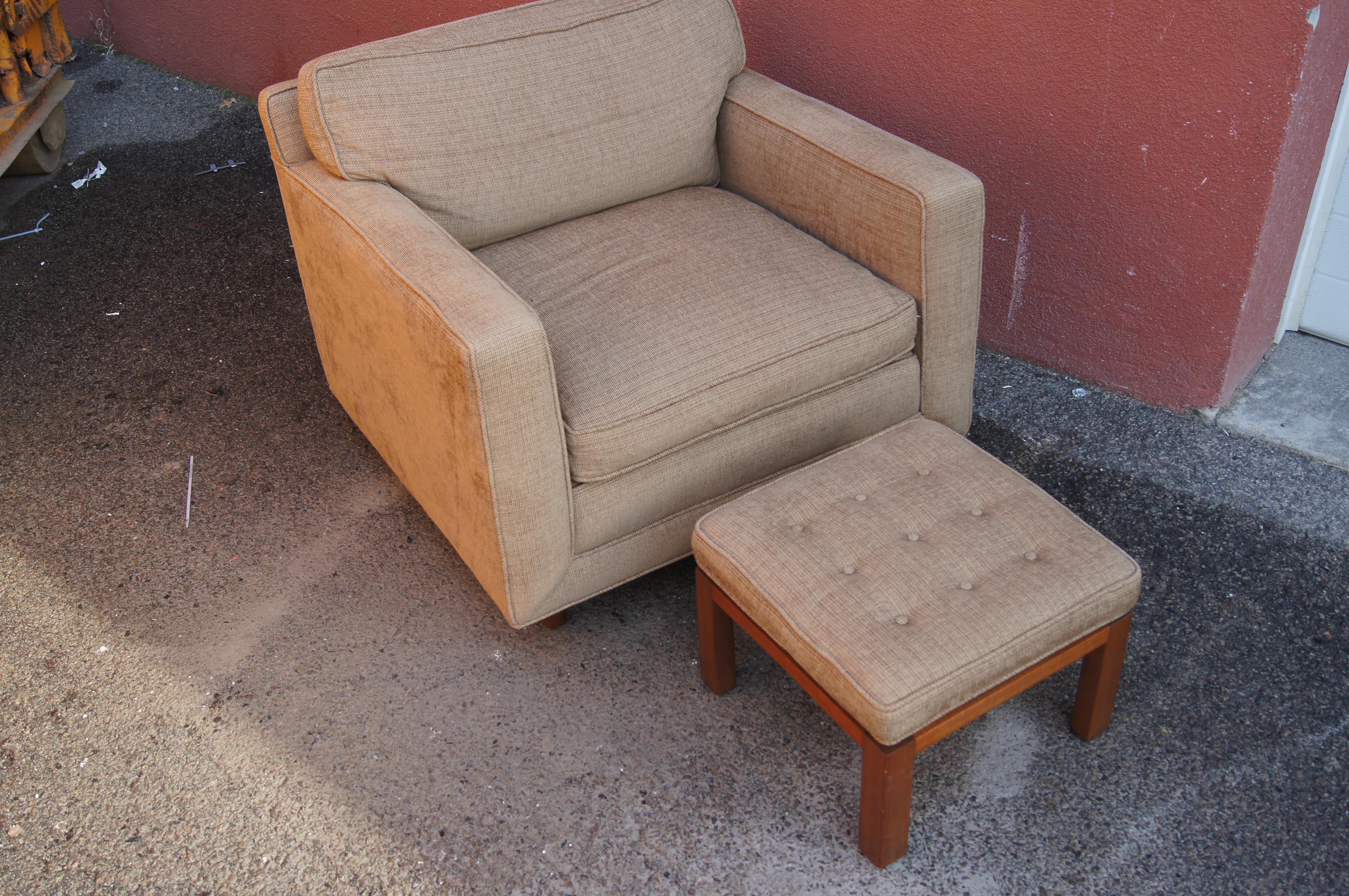 American Mid-Century Club Chair and Ottoman by Harvey Probber For Sale