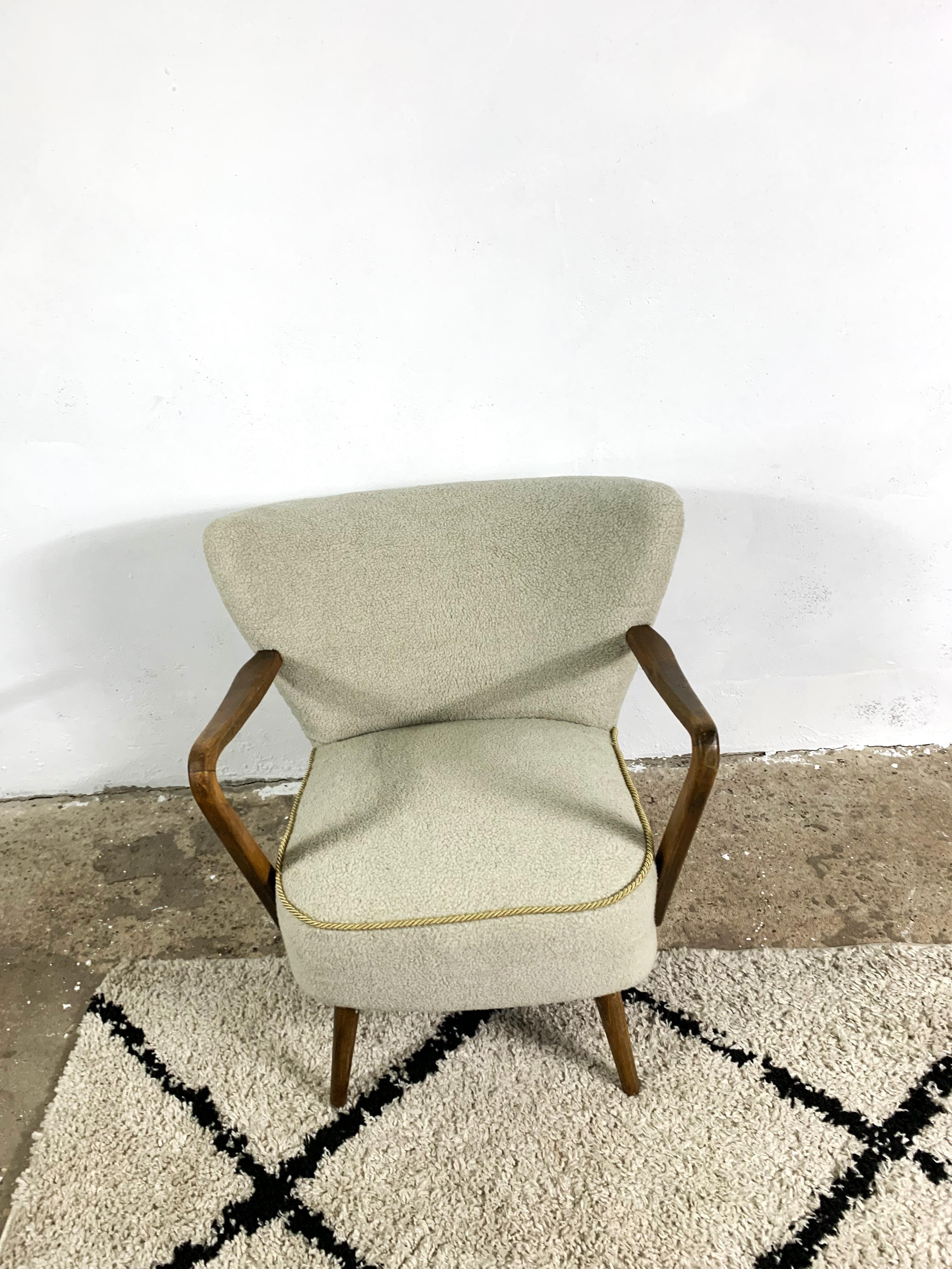 Swedish Mid Century Club Chair Boucle For Sale