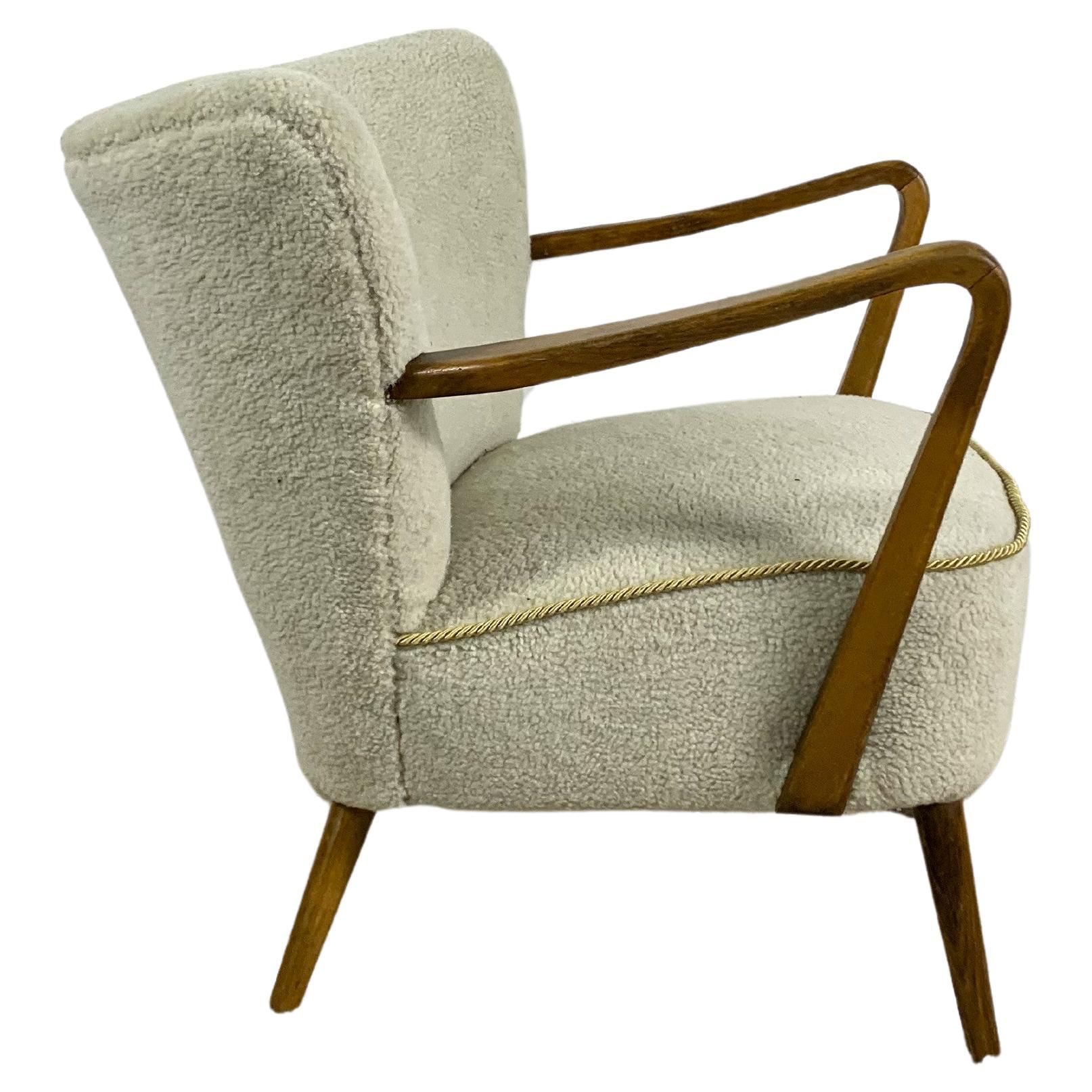 Mid Century Club Chair Boucle For Sale
