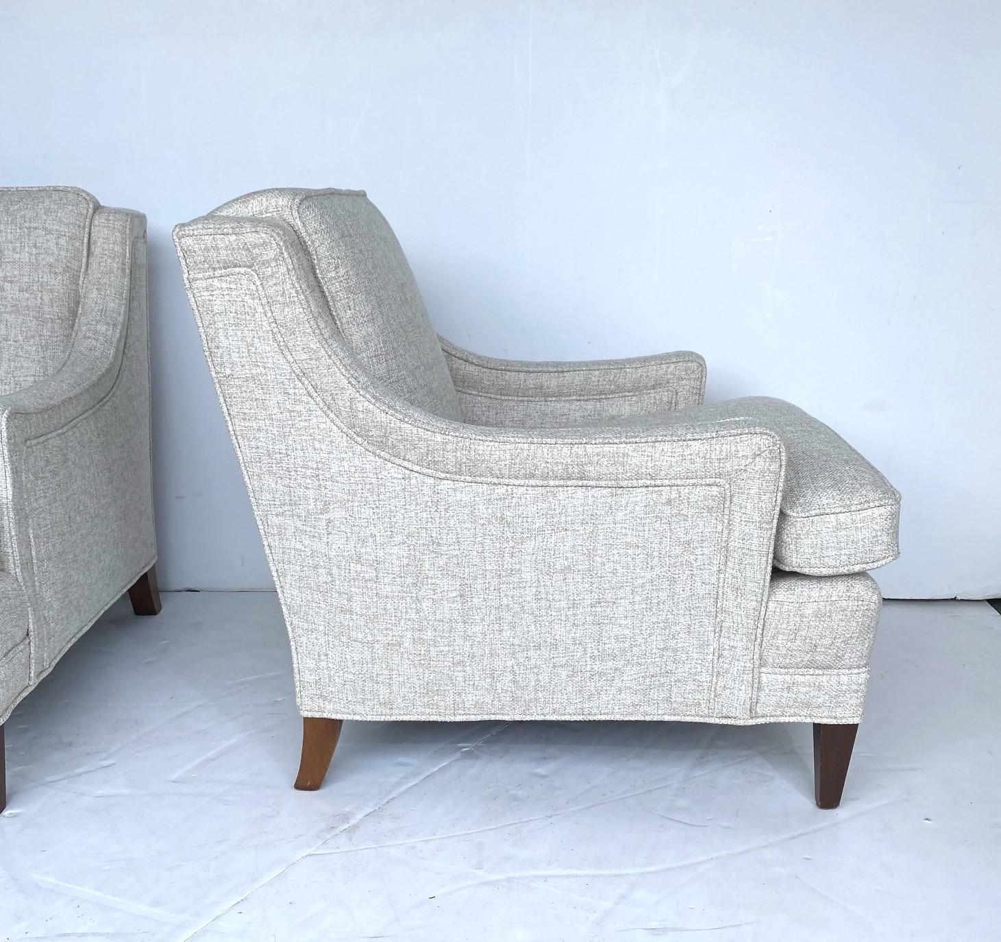A pair of mid-century club chairs by Kittinger. New upholstery.