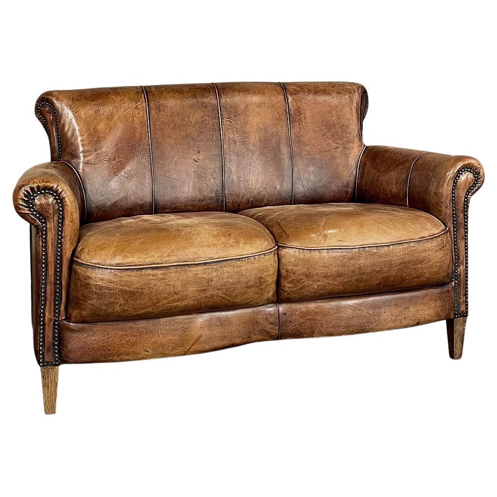 MidCentury Club Sofa in Leather at 1stDibs