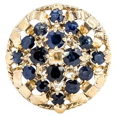 Mid-Century Cluster Ribbon Sapphire Ring in 18k Yellow Gold