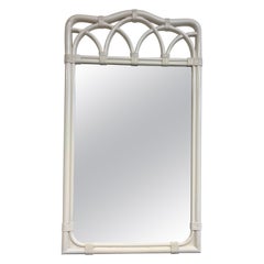 Miroir côtier du milieu du siècle, design en faux bambou