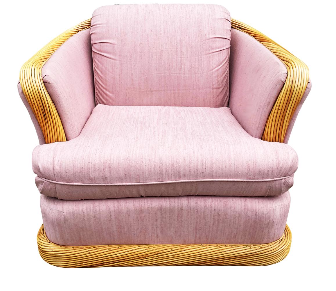pink rattan chair