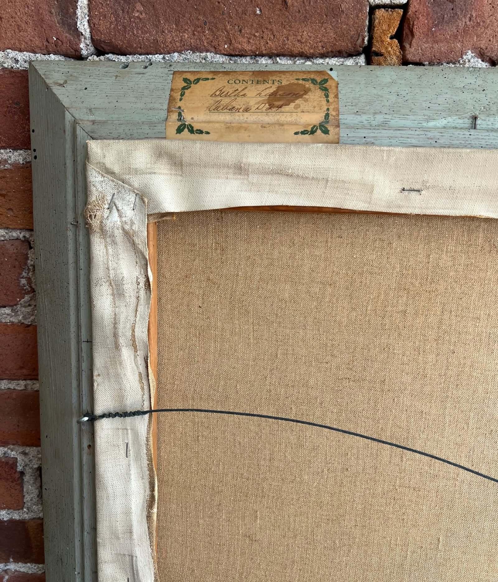 Küsten-Ölgemälde von Bertha Larson aus der Mitte des Jahrhunderts in einem rustikalen Rahmen im Angebot 1