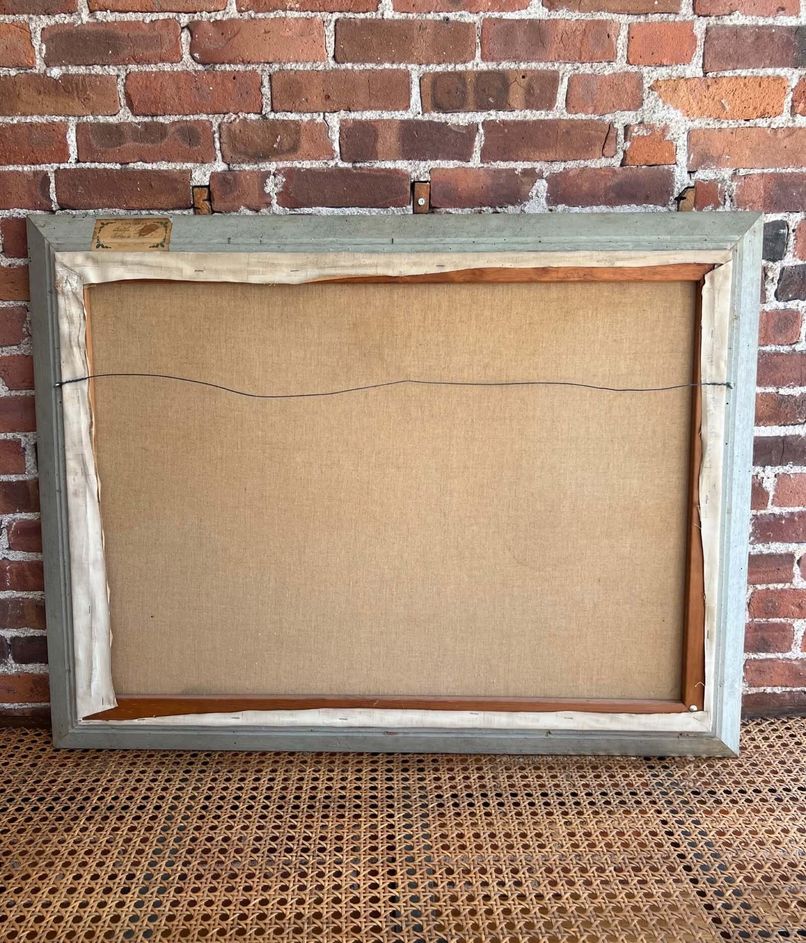 Küsten-Ölgemälde von Bertha Larson aus der Mitte des Jahrhunderts in einem rustikalen Rahmen im Angebot 2