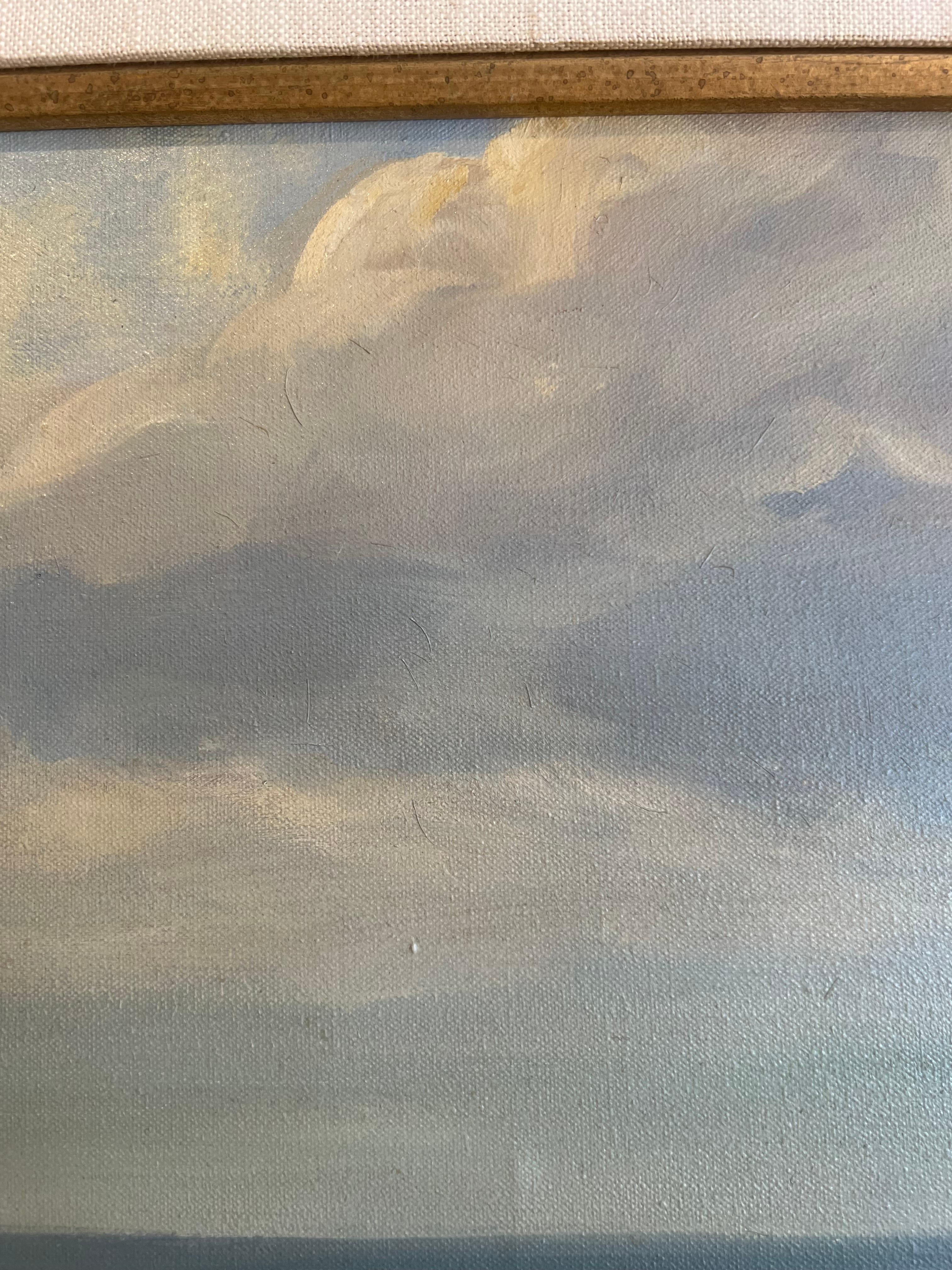 Mitte des Jahrhunderts Küstenlandschaft Gemälde von Bertha Larson, professionell gerahmt im Angebot 1