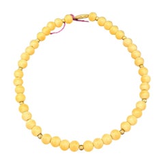 Mid-century Coastal Sponge Coral & Gold Plate Bead Necklace w/ Fishhook Clasp