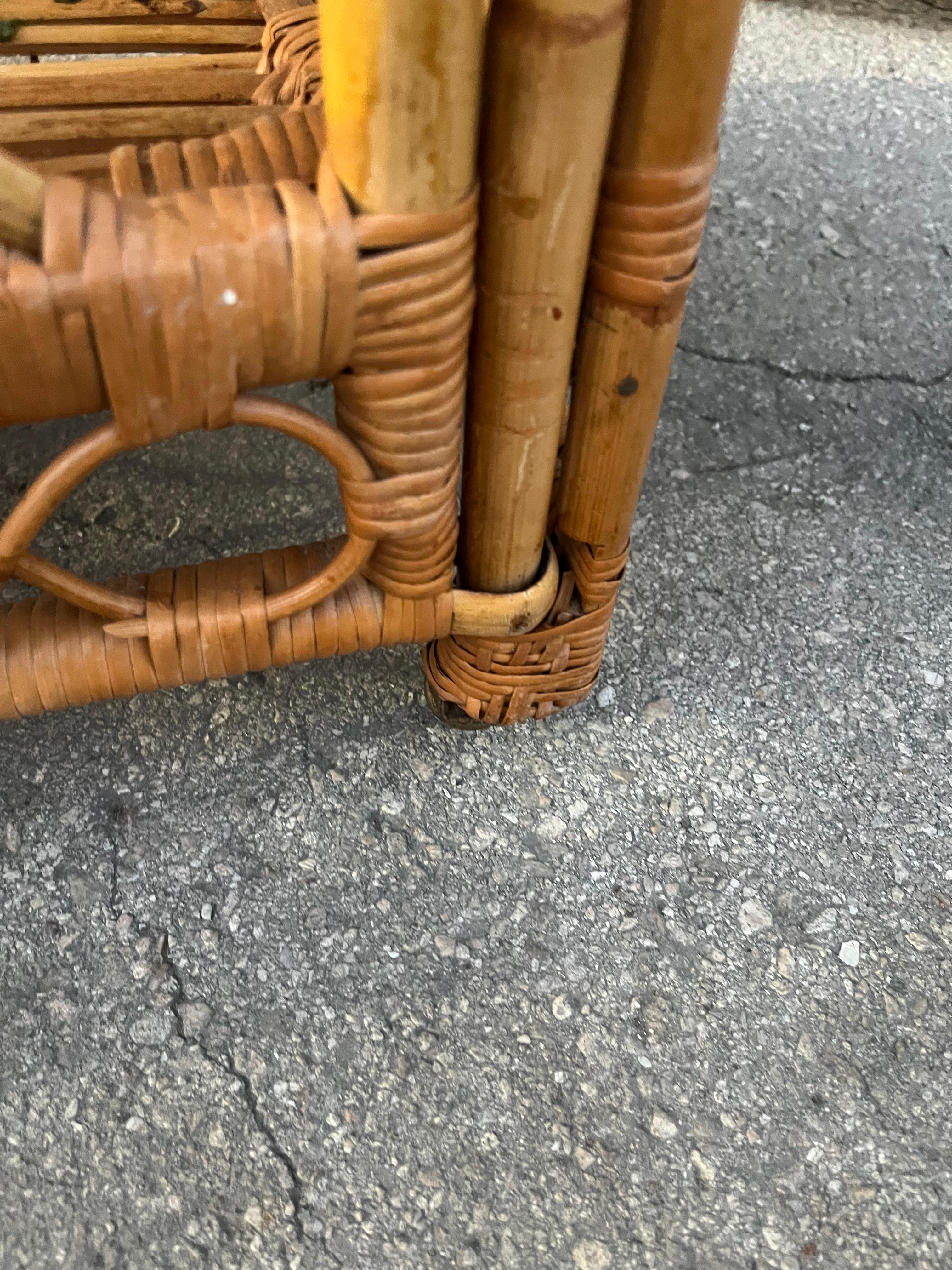 Mid Century Coastal Style Rattan Dry Bar/ Serving Cart. Circa 1970s For Sale 10