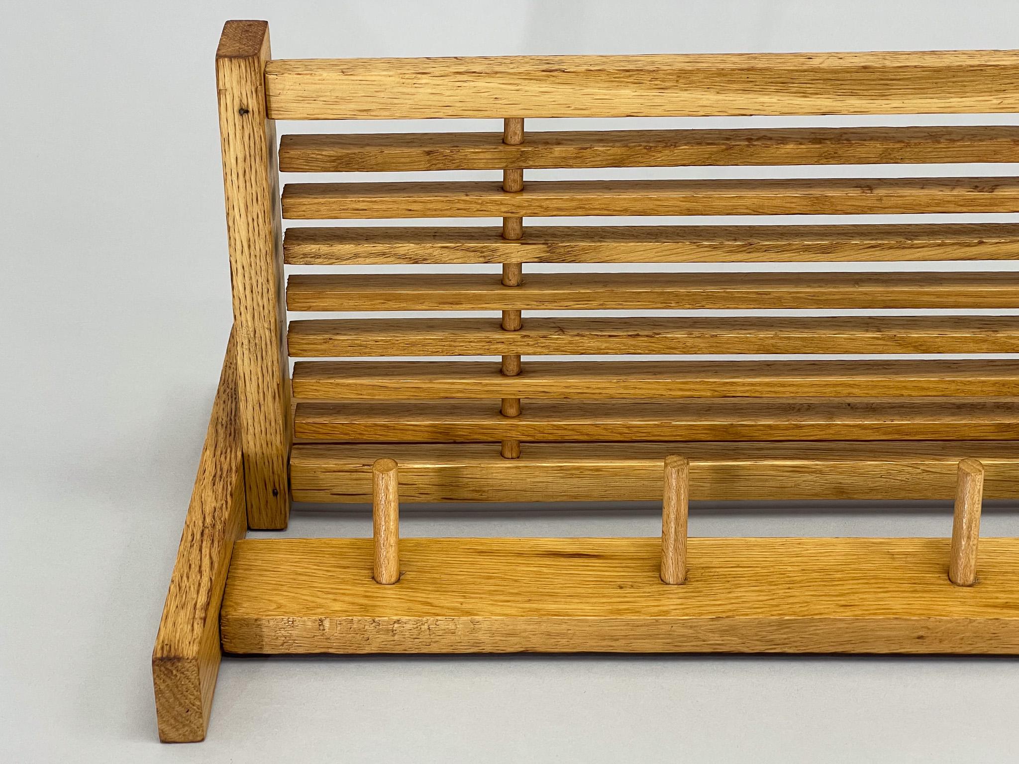 Wood Mid-century Coat Hanger with Folding Shelf, Czechoslovakia For Sale
