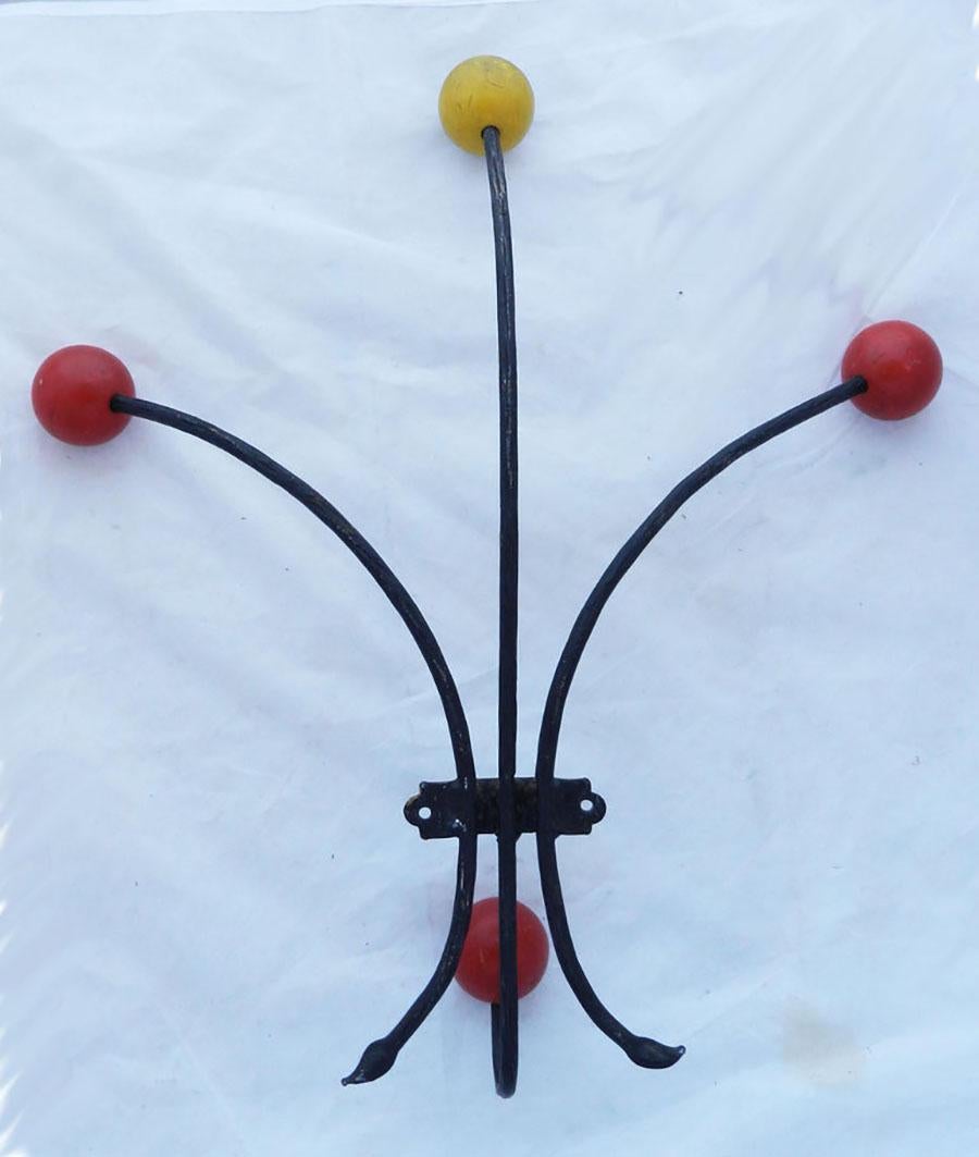 20th Century Mid Century Coat Hat Rack Stand Modernist Wall Mount 1950s st Roger Feraud 
