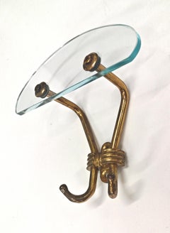 Mid Century Coat Hooks, Murano Glass and Brass attr. to Pier Luigi Colli, Italy