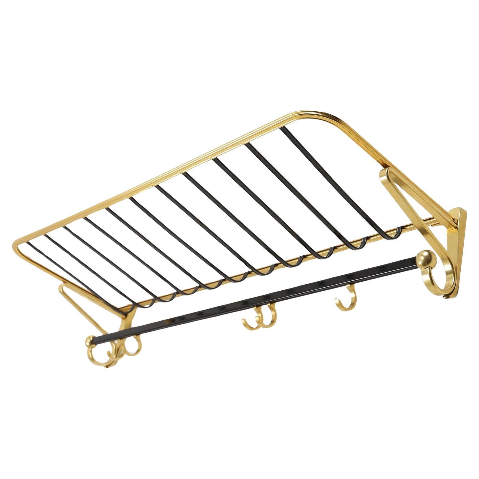 Mid-century coat rack in gold and black aluminium, Belgium 1960s