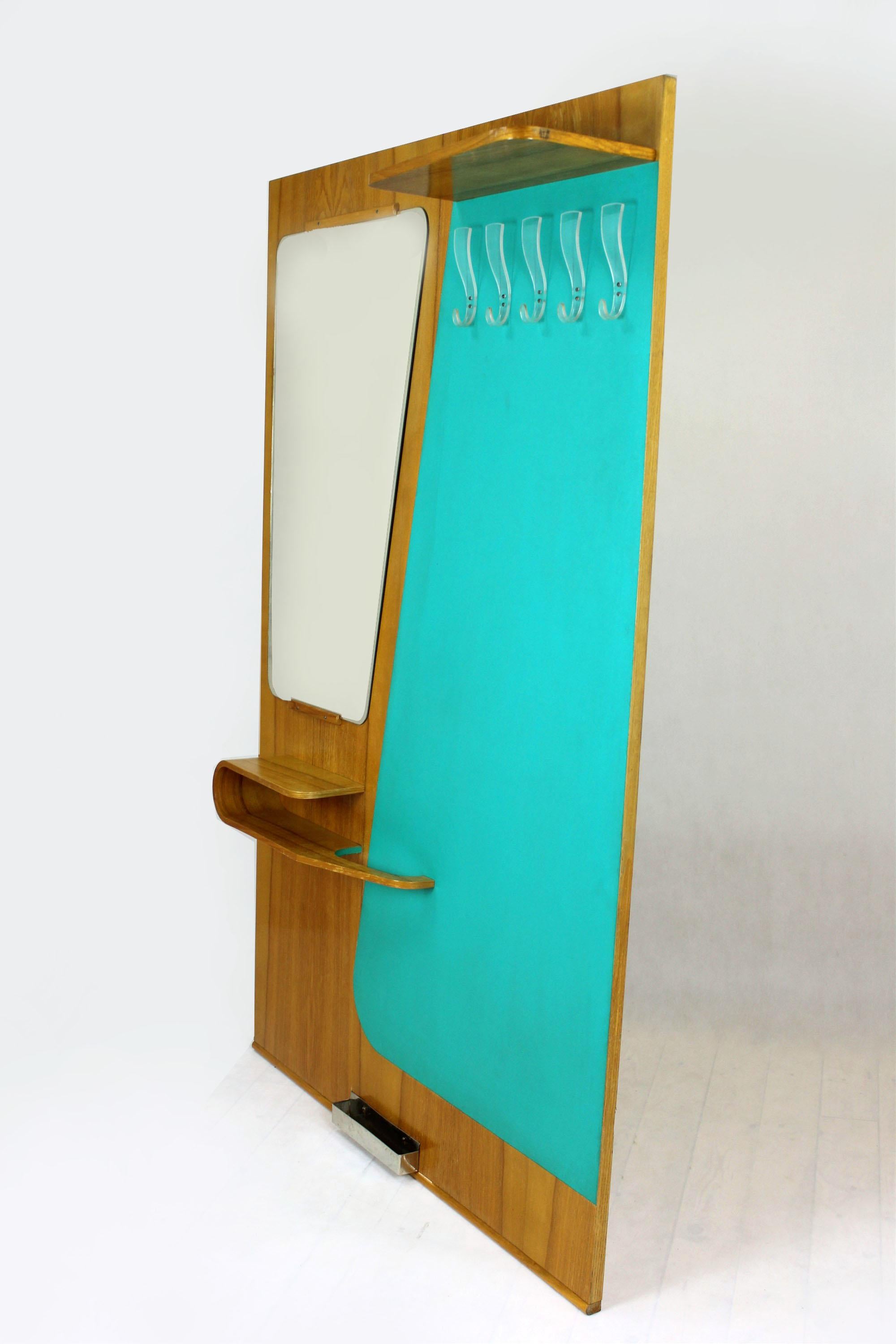 Mid-Century Coat Rack with Mirror from Kovo Drevo, 1960s For Sale 6