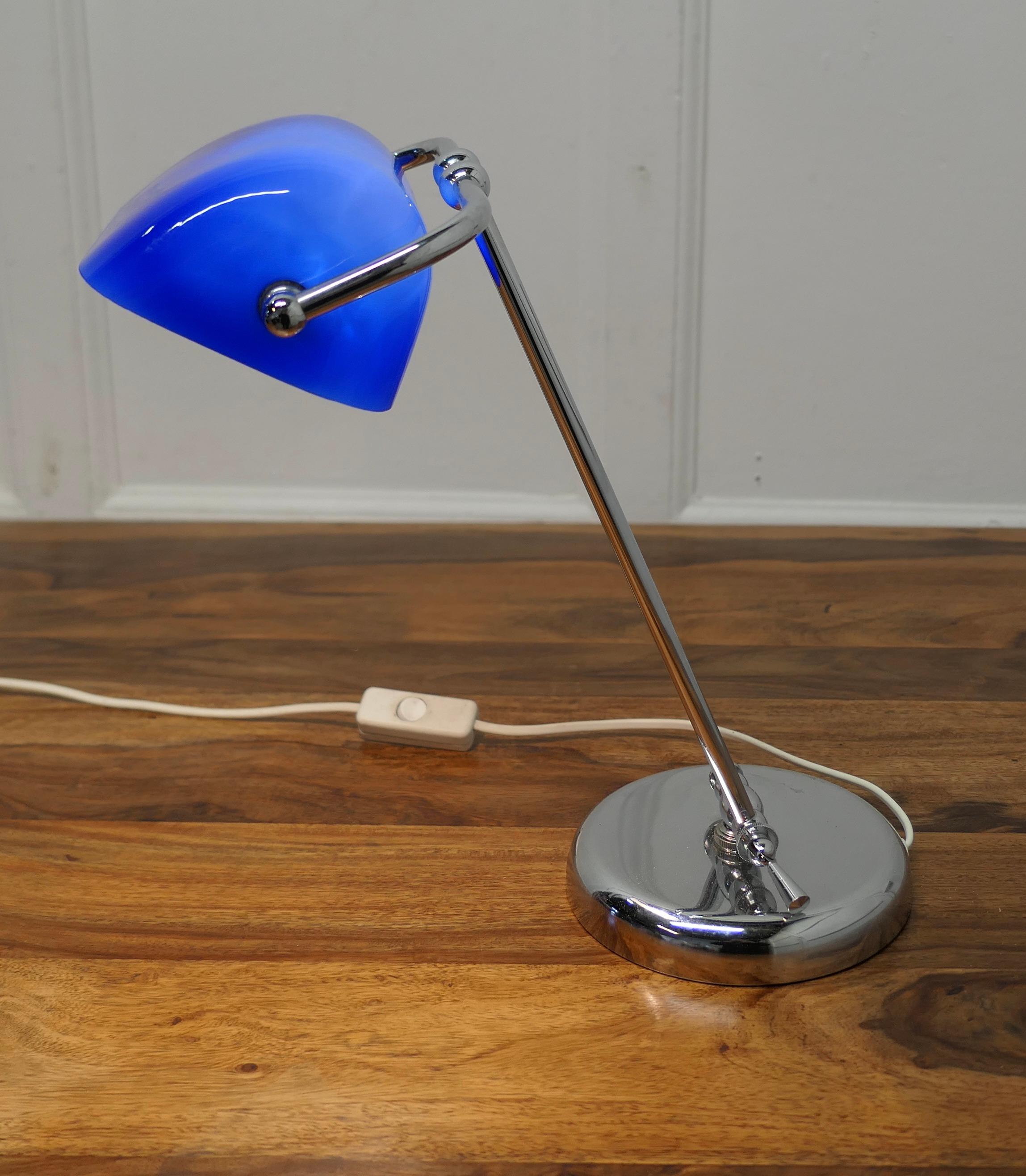 blue bankers lamp