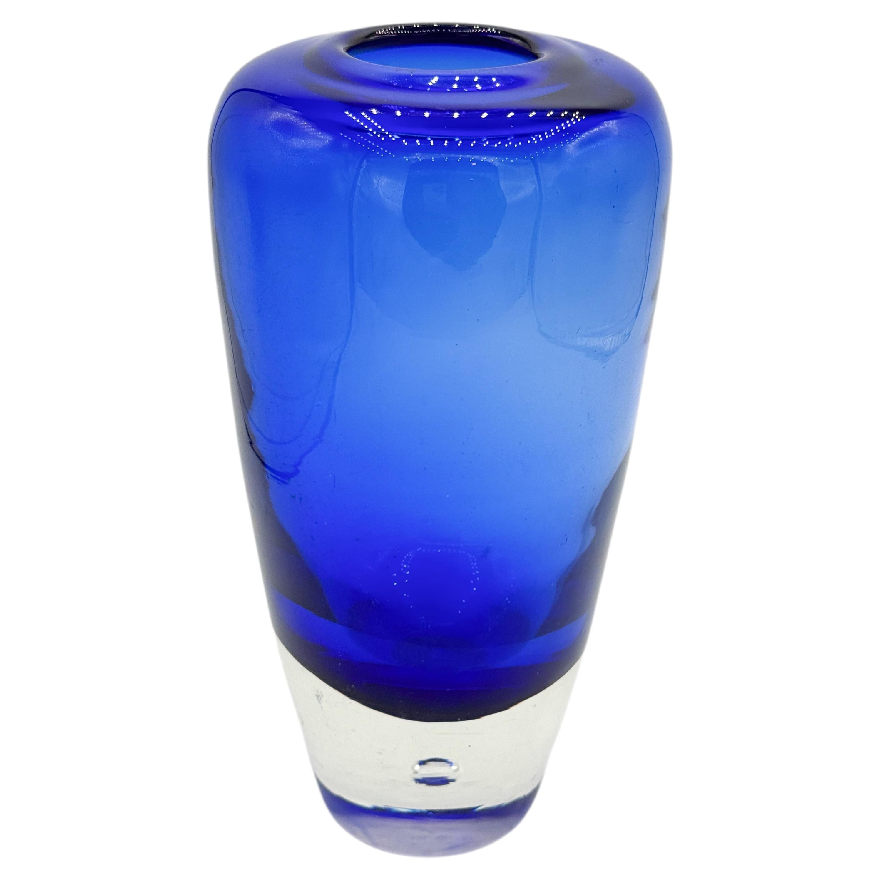 Mid Century Modern Cobalt Blue Murano glass vase by Sommerso, Italy ...