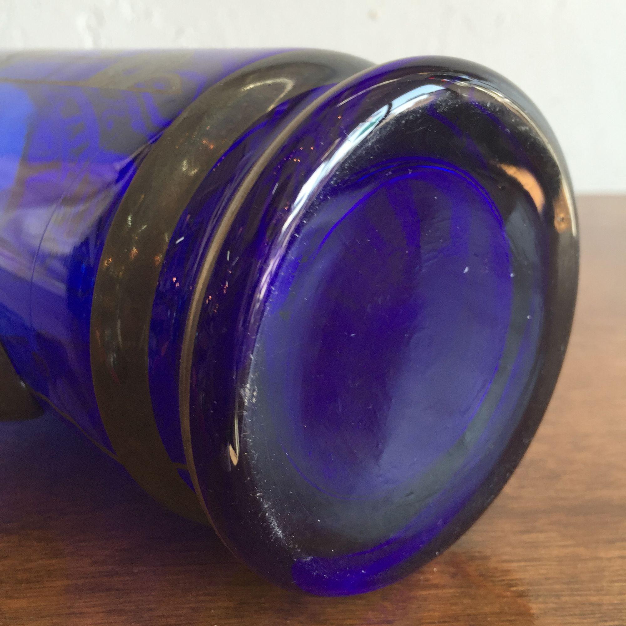Midcentury Cobalt Blue Mixer Set with Aztec Motif, 5 Piece Set For Sale 4