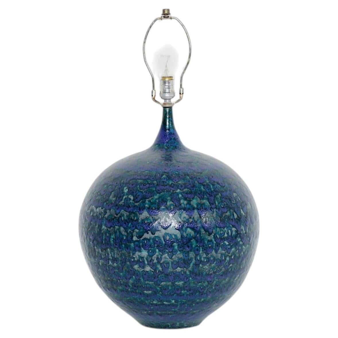 Mid-Century Cobalt Blue Studio Ceramic Table Lamp, 1960s