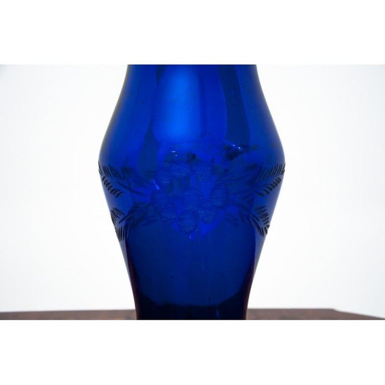 Midcentury Cobalt Crystal Vase, Poland, 1960s at 1stDibs
