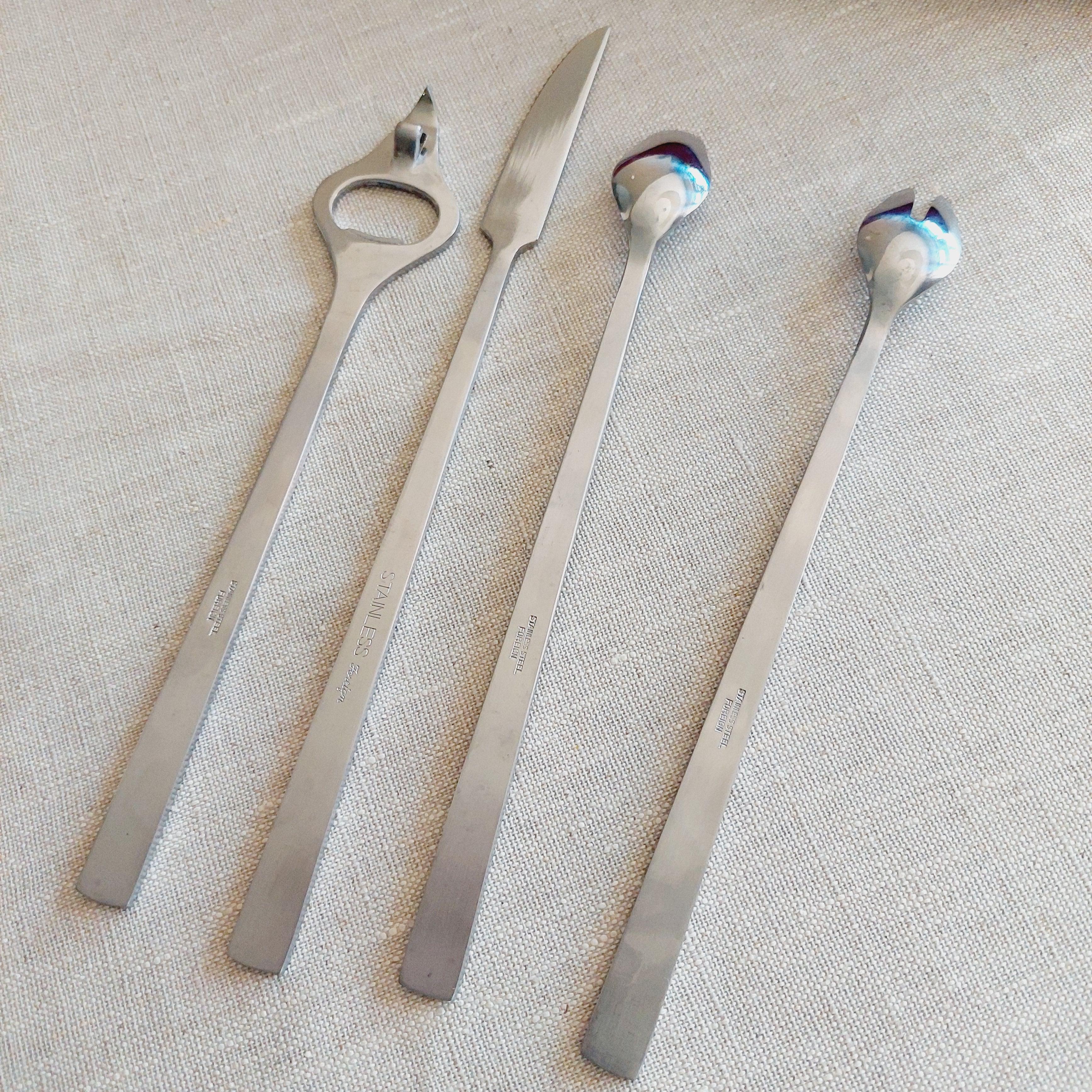 Midcentury Cocktail Bar Set, Vintage 1960s Bartenders Tools Stainless Steel For Sale 2