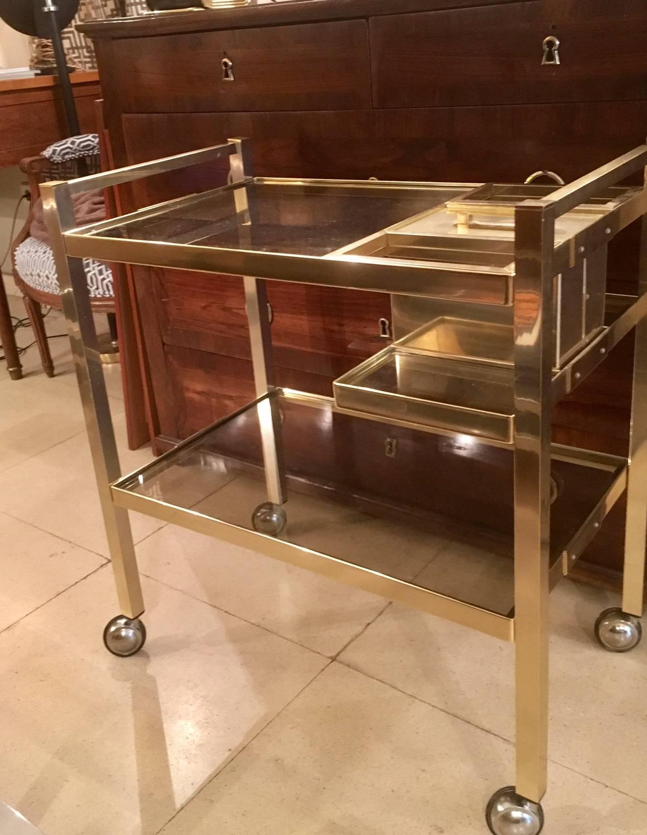 Metal Midcentury Cocktail-Bar Trolley by Valenti For Sale