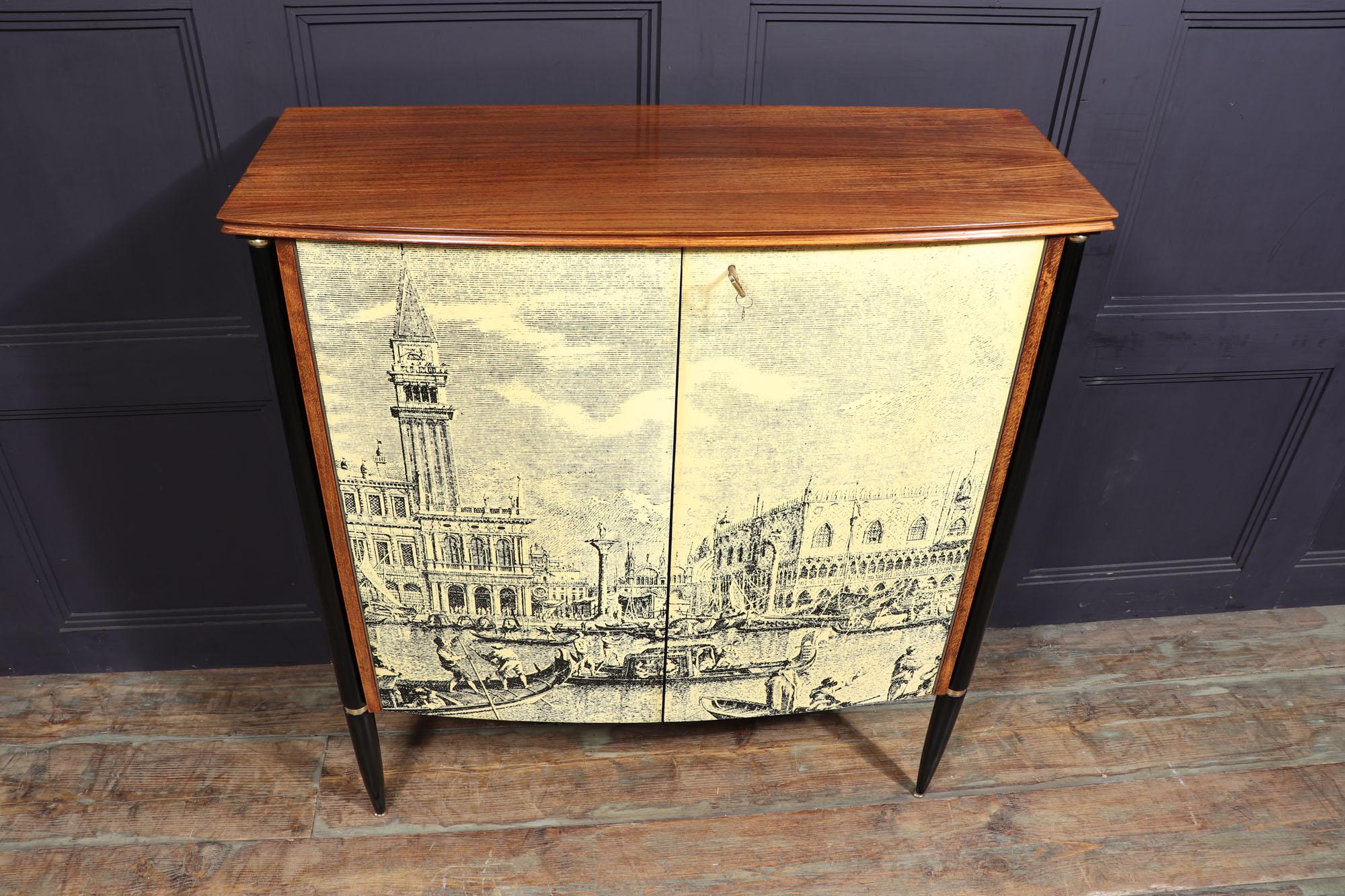 20th Century Midcentury Cocktail Cabinet in the Manner of Fornasetti