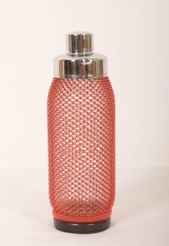Mid-Century Cocktail Shaker With A Red Wire-Netting