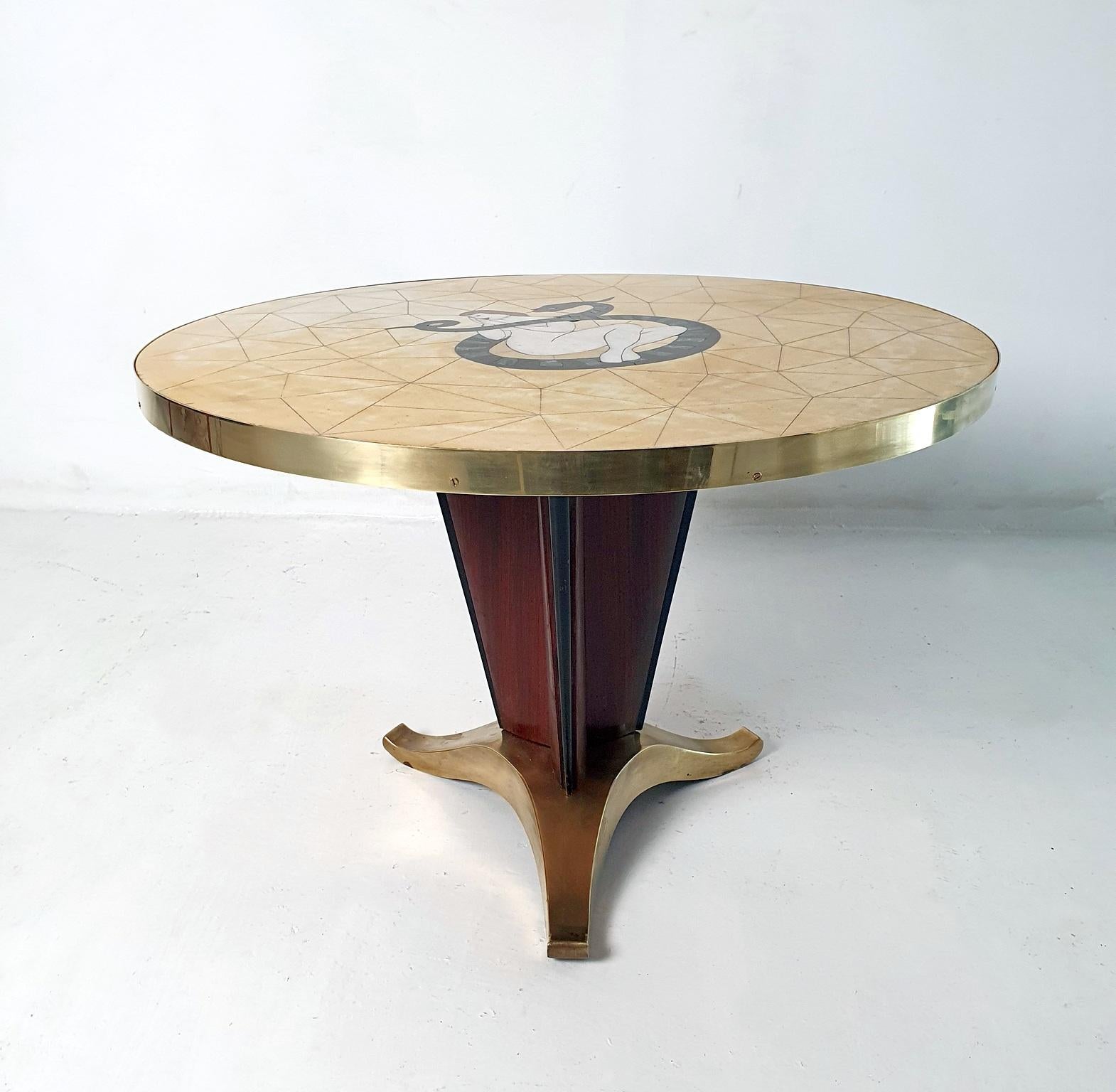 Mid-Century Cocktail Table Eve with Snake in the Manner of Melchiorre Bega For Sale 2