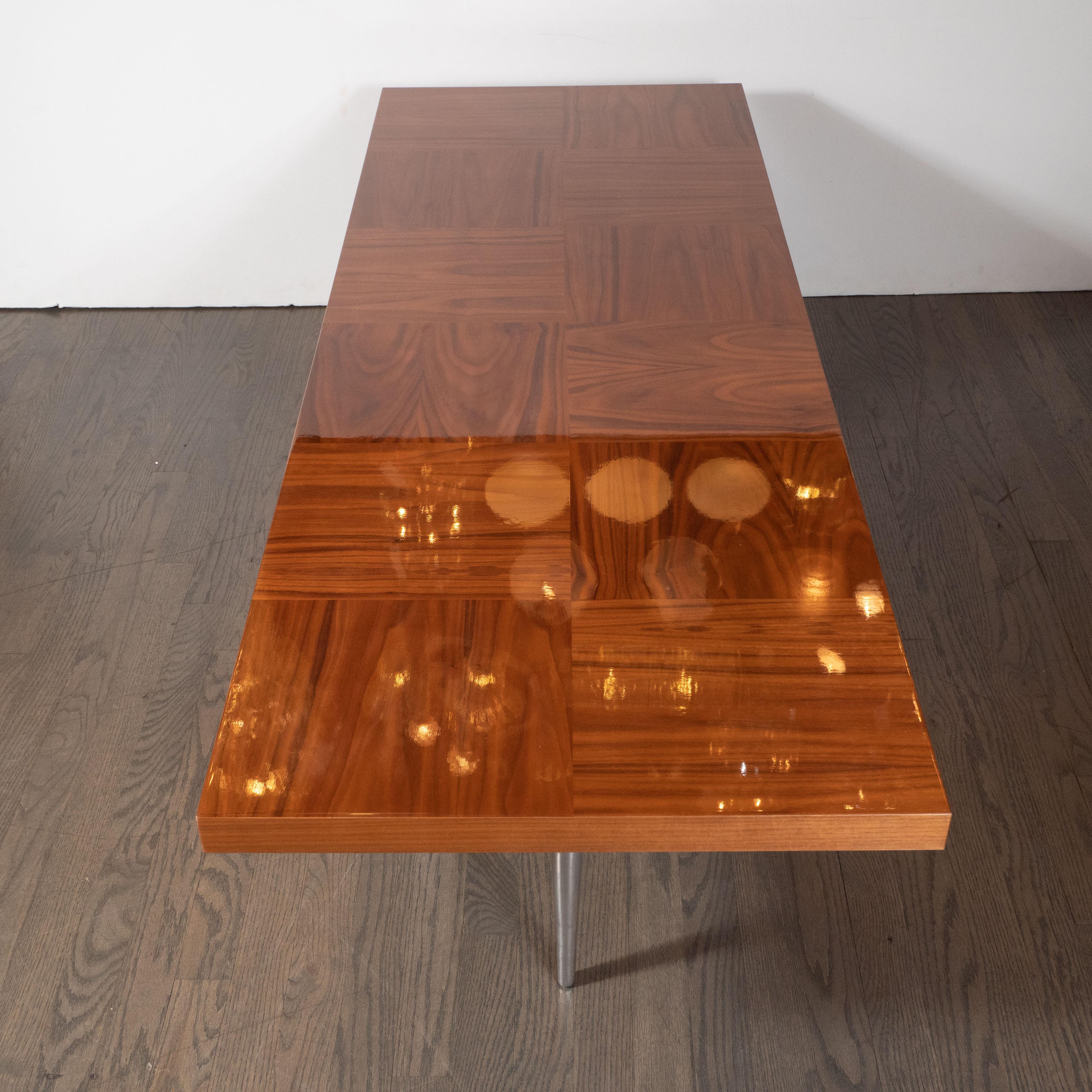 Midcentury Cocktail Table, Bookmatched Walnut Top and Sculptural Aluminum Base 4