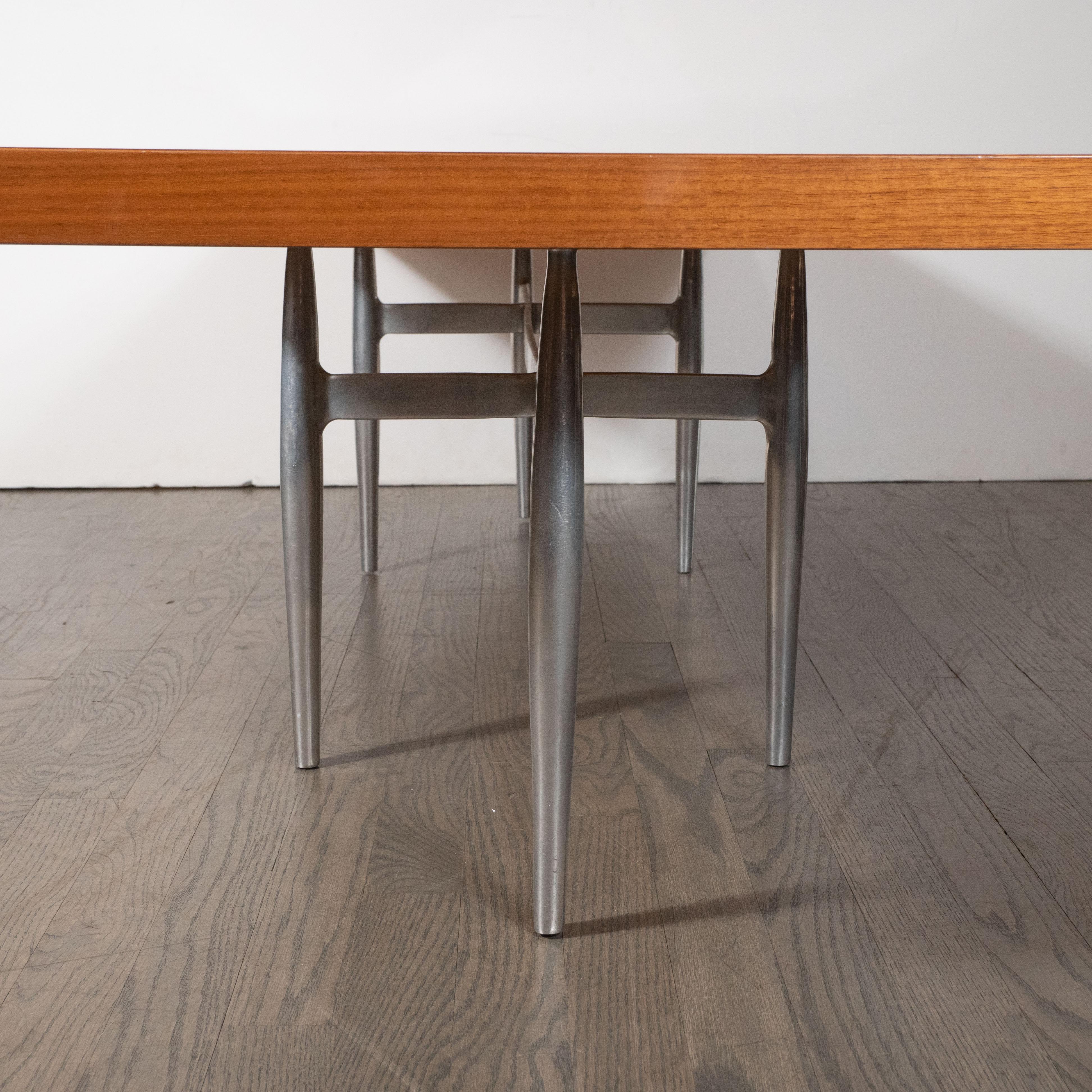 Midcentury Cocktail Table, Bookmatched Walnut Top and Sculptural Aluminum Base 6