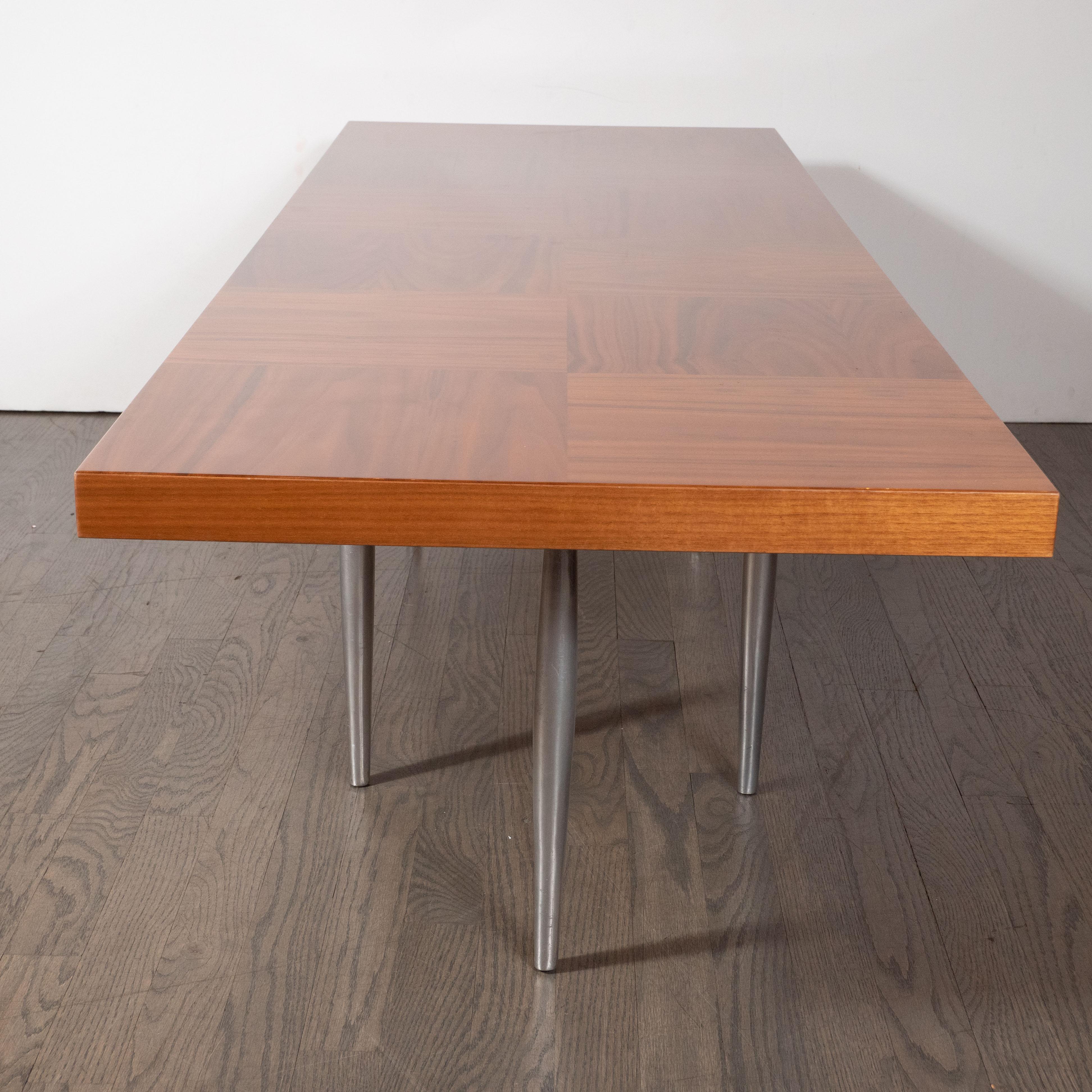 Midcentury Cocktail Table, Bookmatched Walnut Top and Sculptural Aluminum Base 2