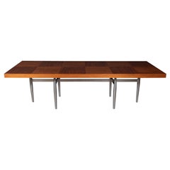 Midcentury Cocktail Table, Bookmatched Walnut Top and Sculptural Aluminum Base