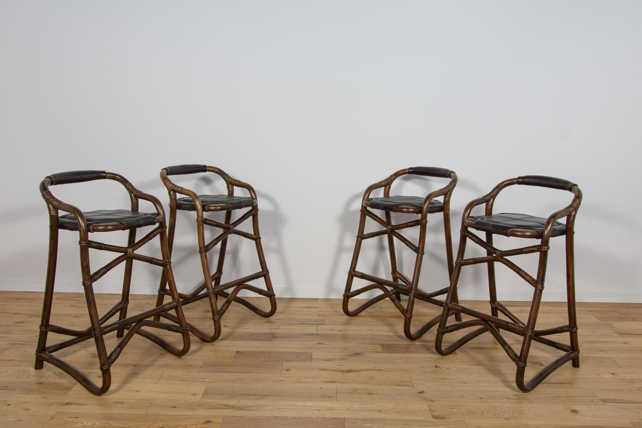 Mid-Century Cocktail Tropical  Bamboo Tiki Bar with Bar Stools, France, 1960s In Excellent Condition In GNIEZNO, 30
