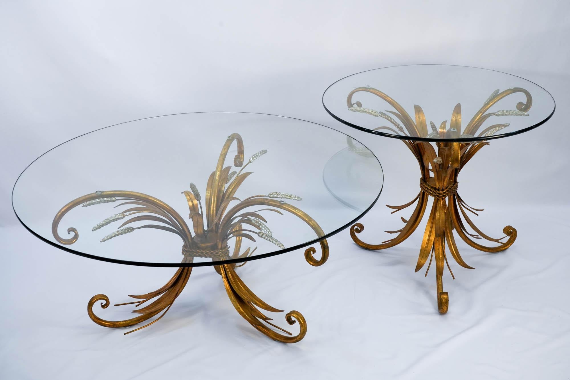 Doré Table basse dorée Coco Chanel Hollywood Regency du milieu du siècle dernier en vente
