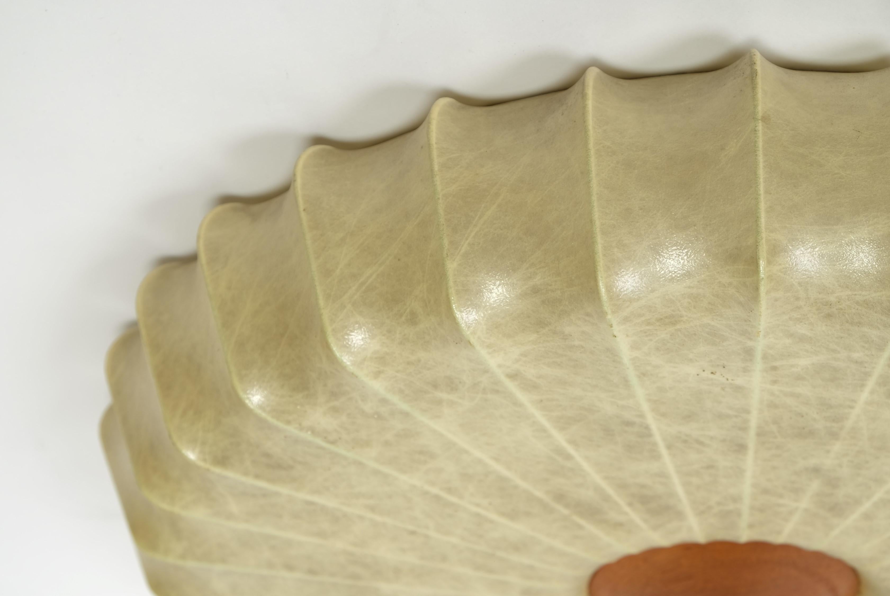 Mid-Century Cocoon Light Flush Mount Lamp Teak, Italy 1960s 6