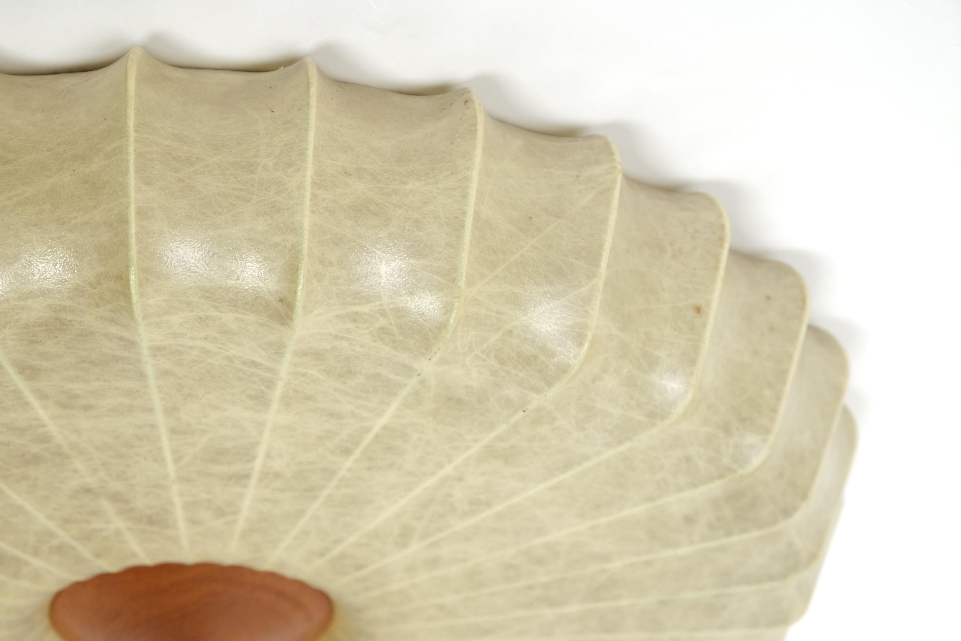 Mid-Century Cocoon Light Flush Mount Lamp Teak, Italy 1960s 7