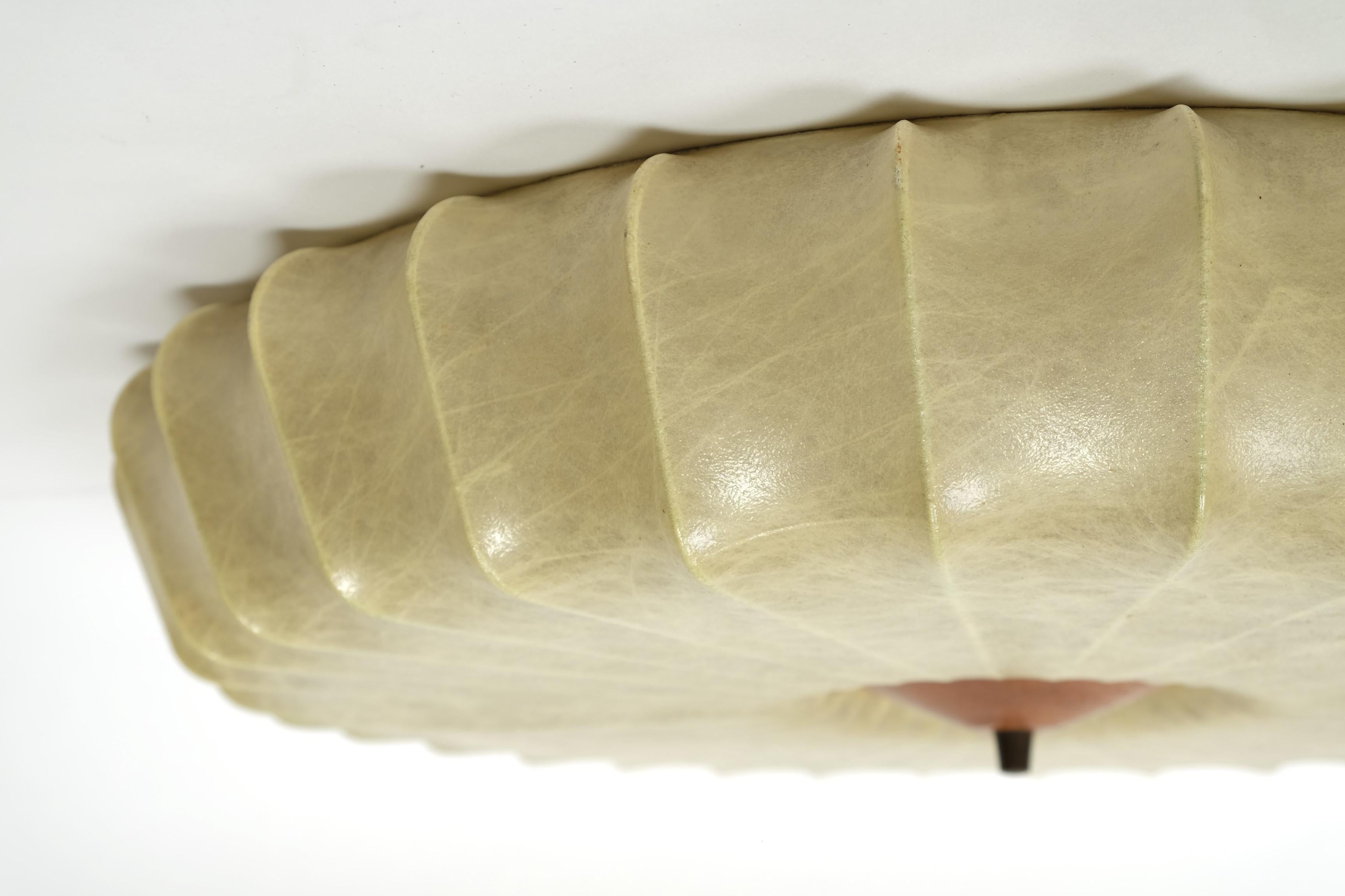 Mid-Century Cocoon Light Flush Mount Lamp Teak, Italy 1960s 8