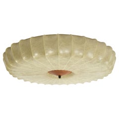 Mid-Century Cocoon Light Flush Mount Lamp Teak, Italy 1960s