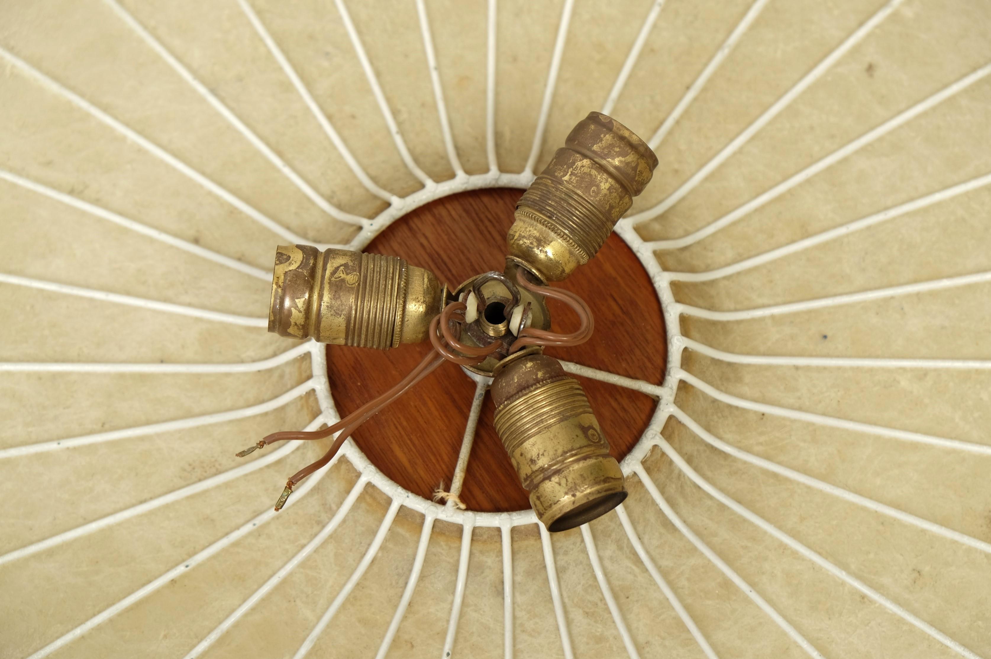 Mid-Century Cocoon Light Flush Mount Lamp Teak, Italy 1960s 13